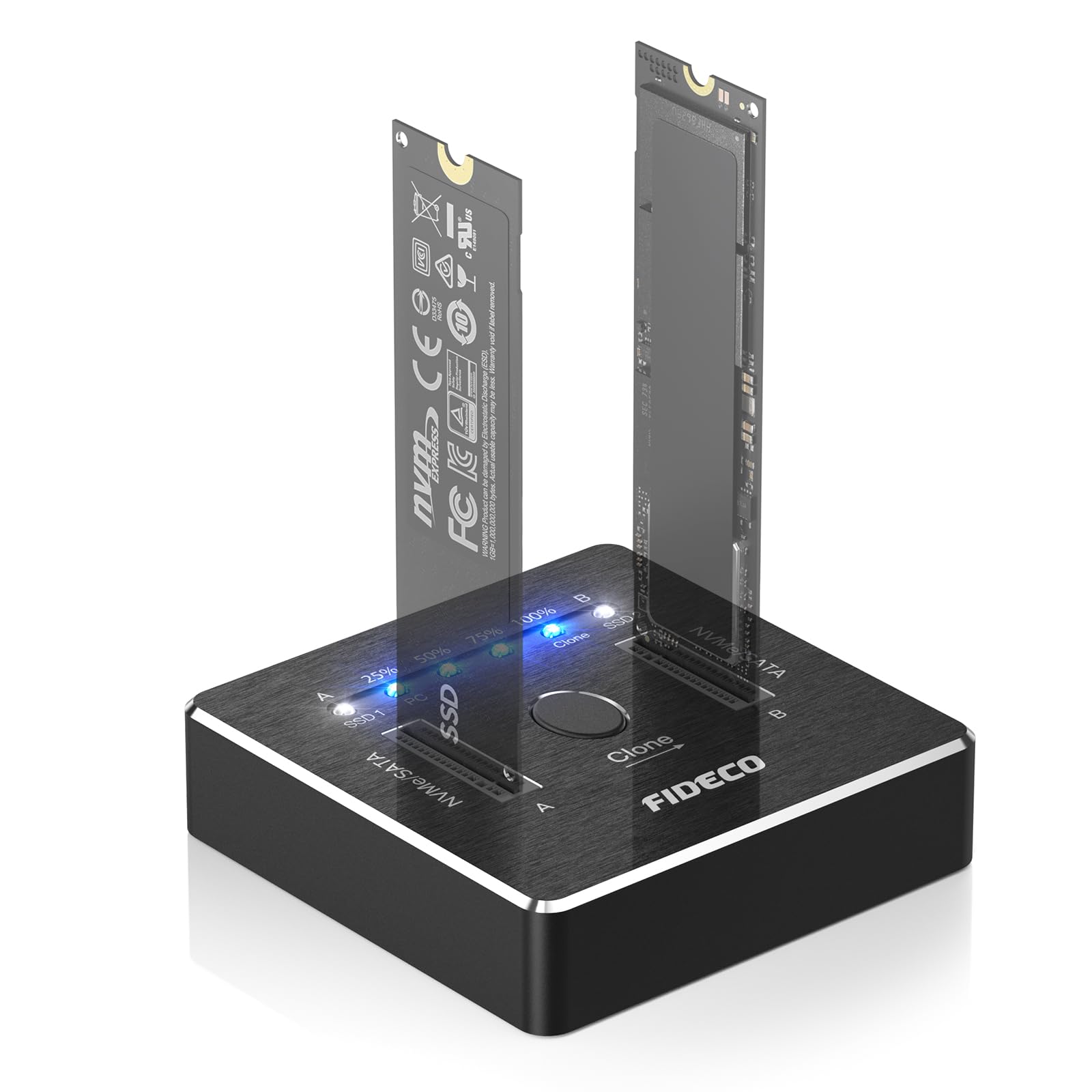 Fideco M.2 NVME SATA SSD Enclosure USB 3.2 Gen 2 10Gbps