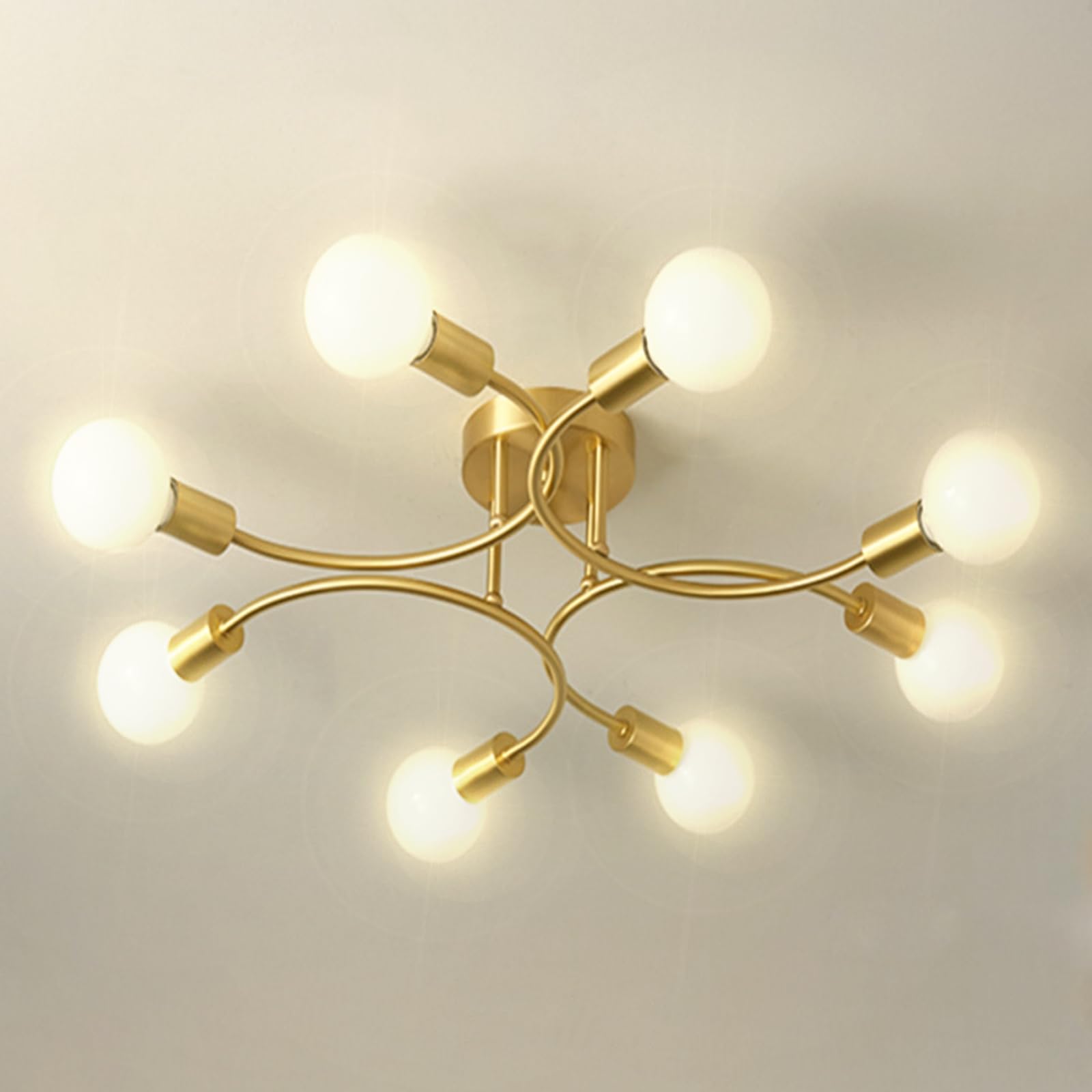 Lampadario Soggiorno Industriale 8 Luci E27 Oro 85CM