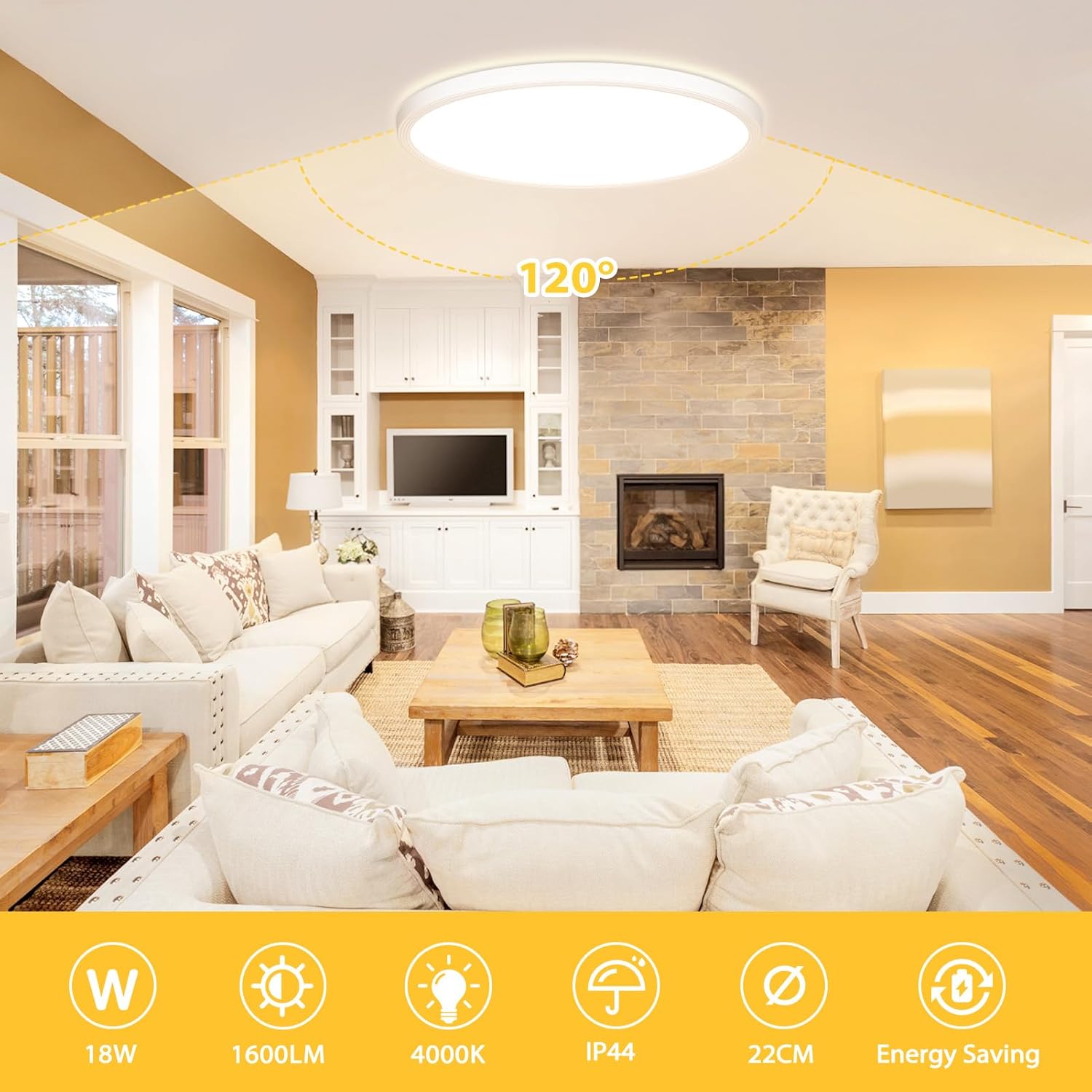 Ouila Plafoniera LED Soffitto Ø22CM 18W 4000K - immagine 2