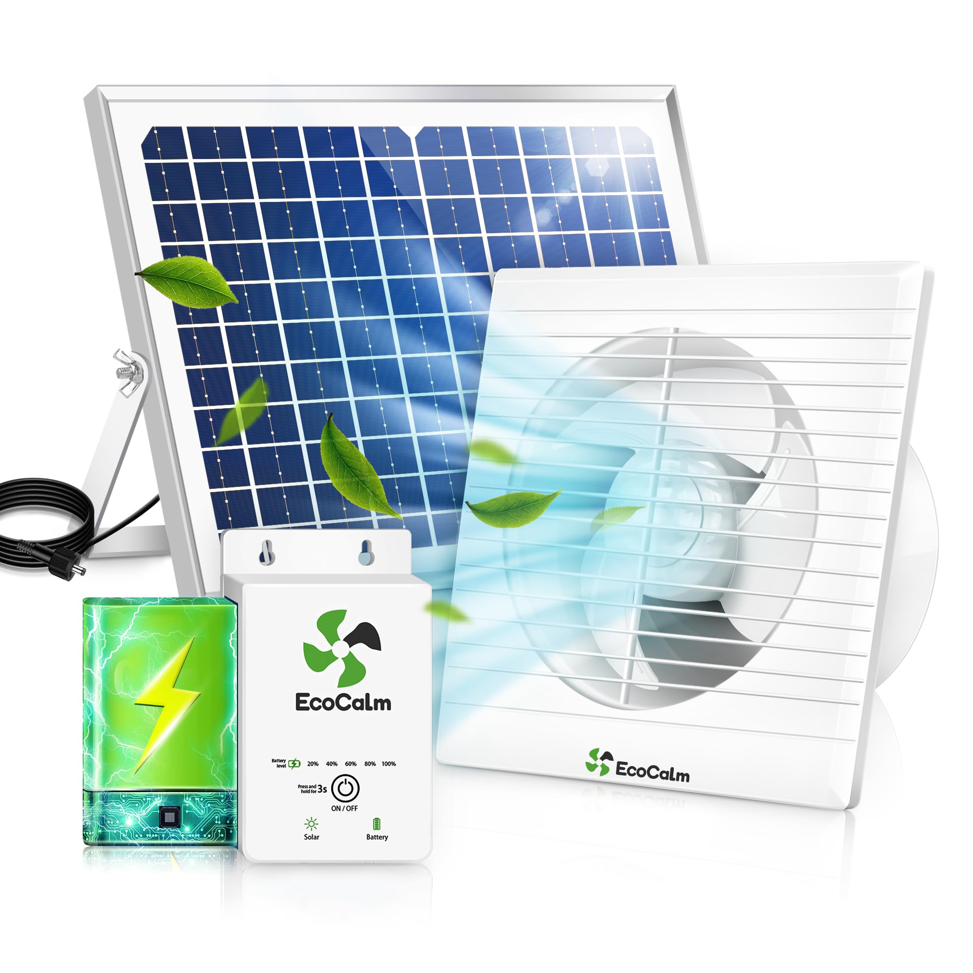 Ecocalm Ventilatore Solare per Esterni 200mm