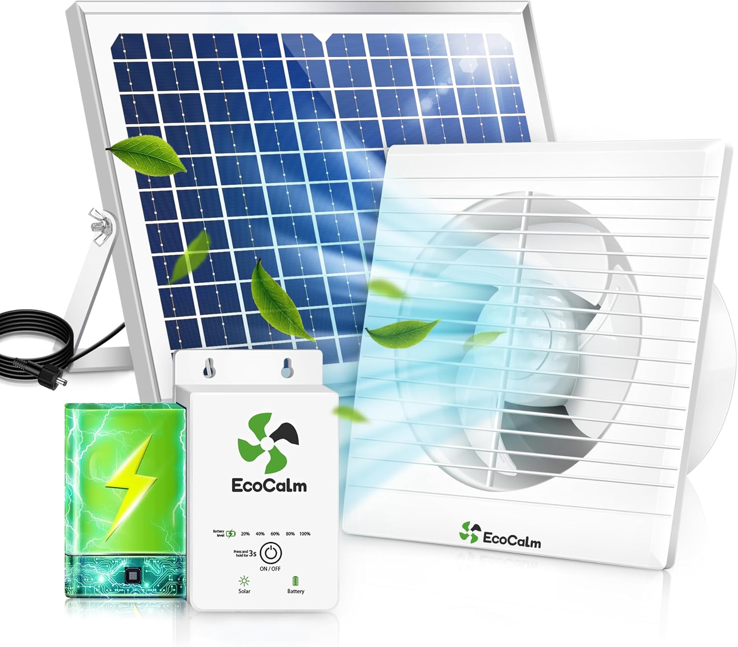 Ecocalm Ventilatore Solare per Esterni 200mm - immagine 1