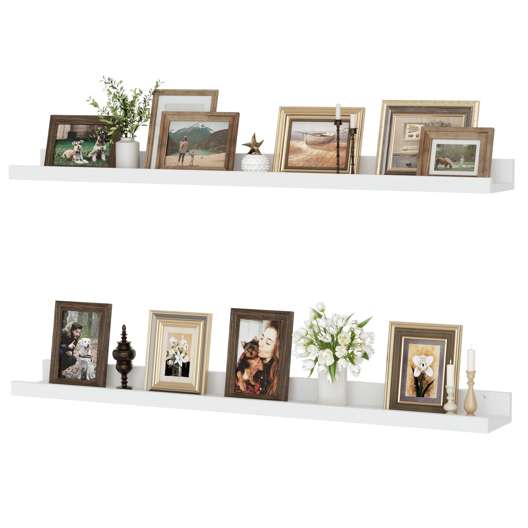 Set 2 Mensole Galleggianti Bianche 90cm