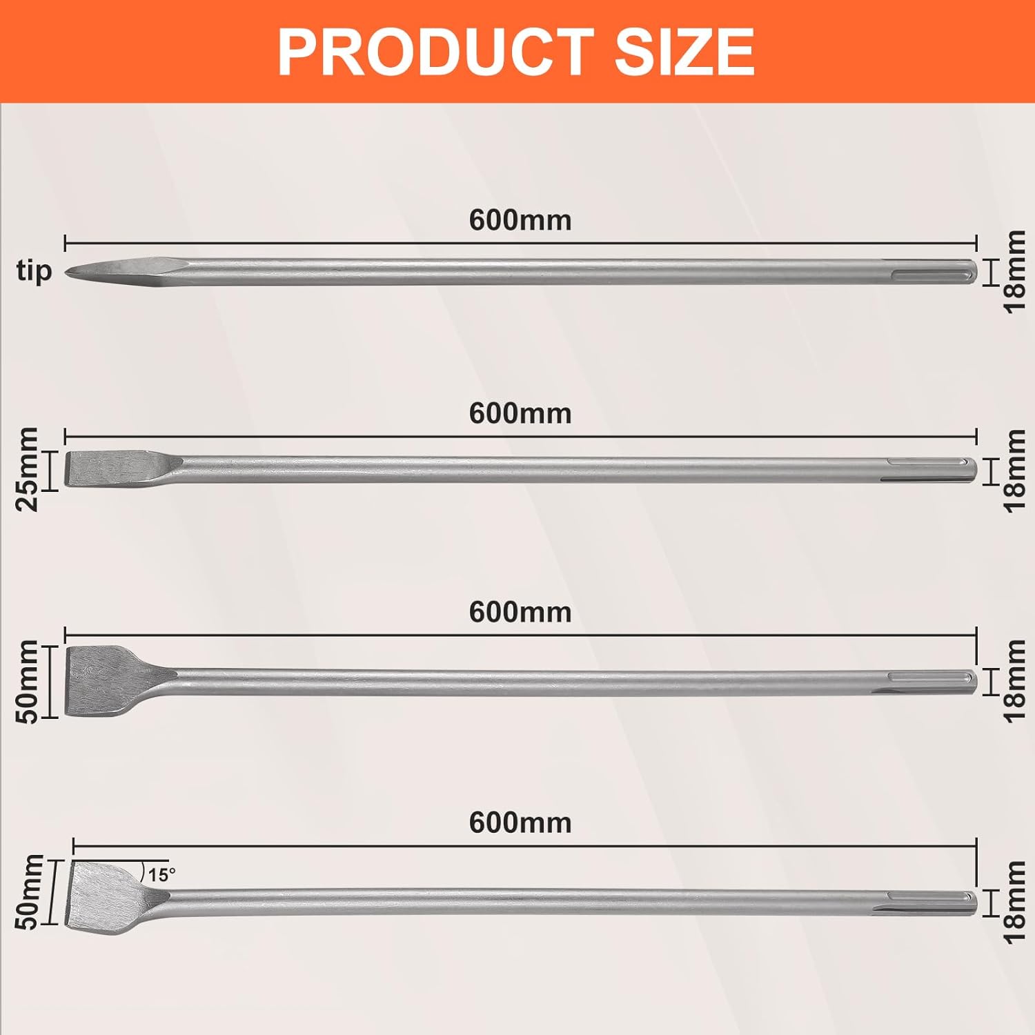 Cprosp 4 Pezzi Scalpelli SDS-MAX 600mm - immagine 7