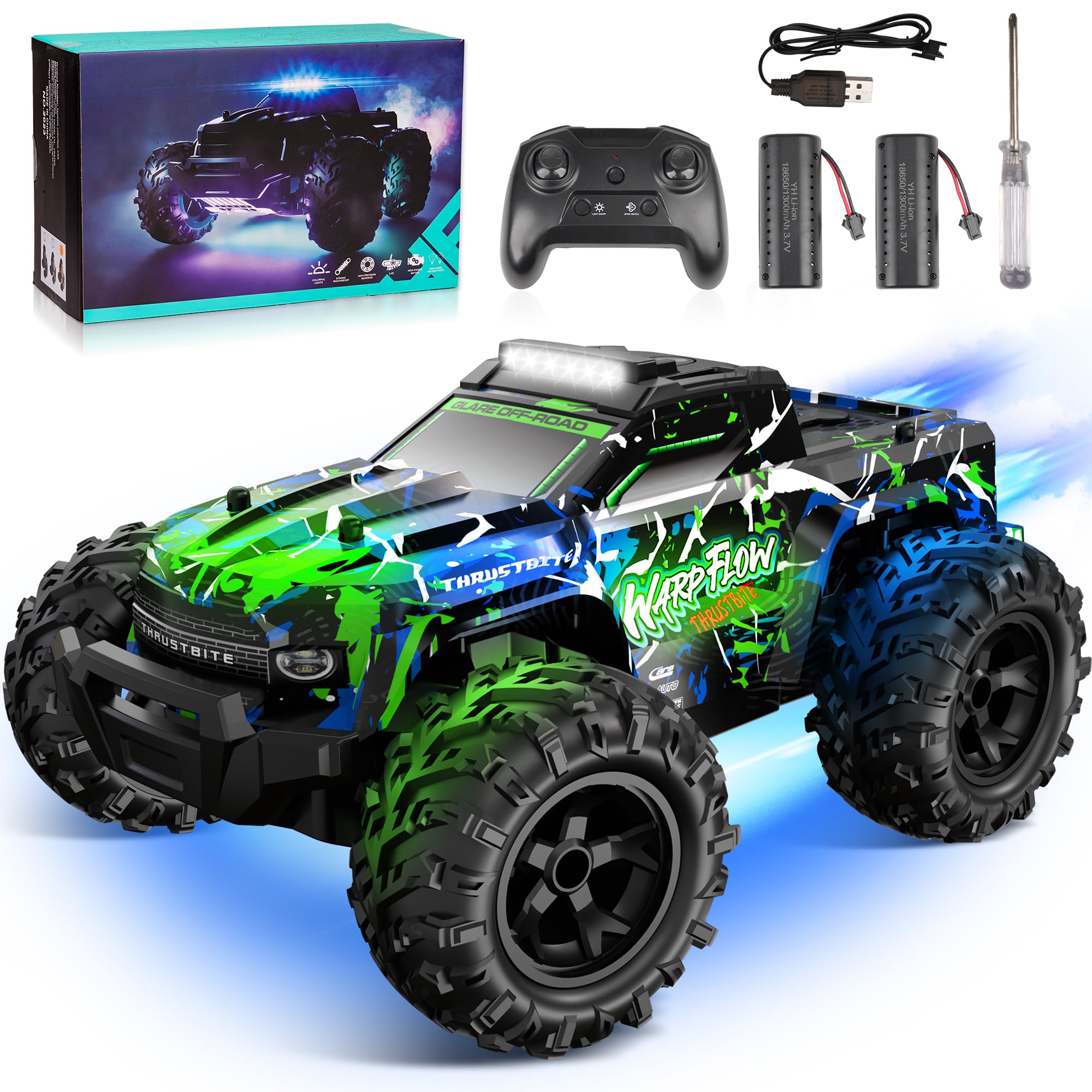 Macchina Telecomandata Off-Road 25KMH con Spray, Verde