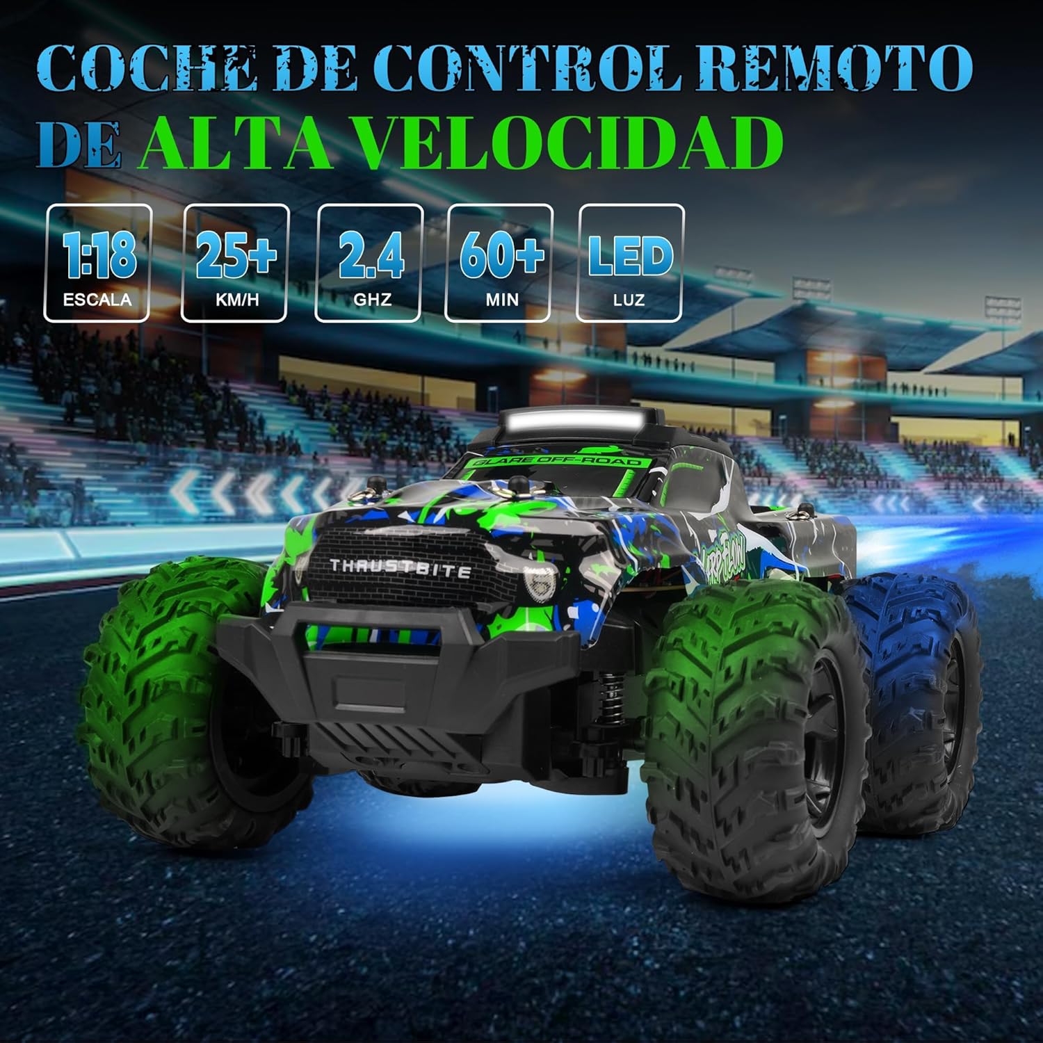 Macchina Telecomandata Off-Road 25KMH con Spray, Verde - immagine 2