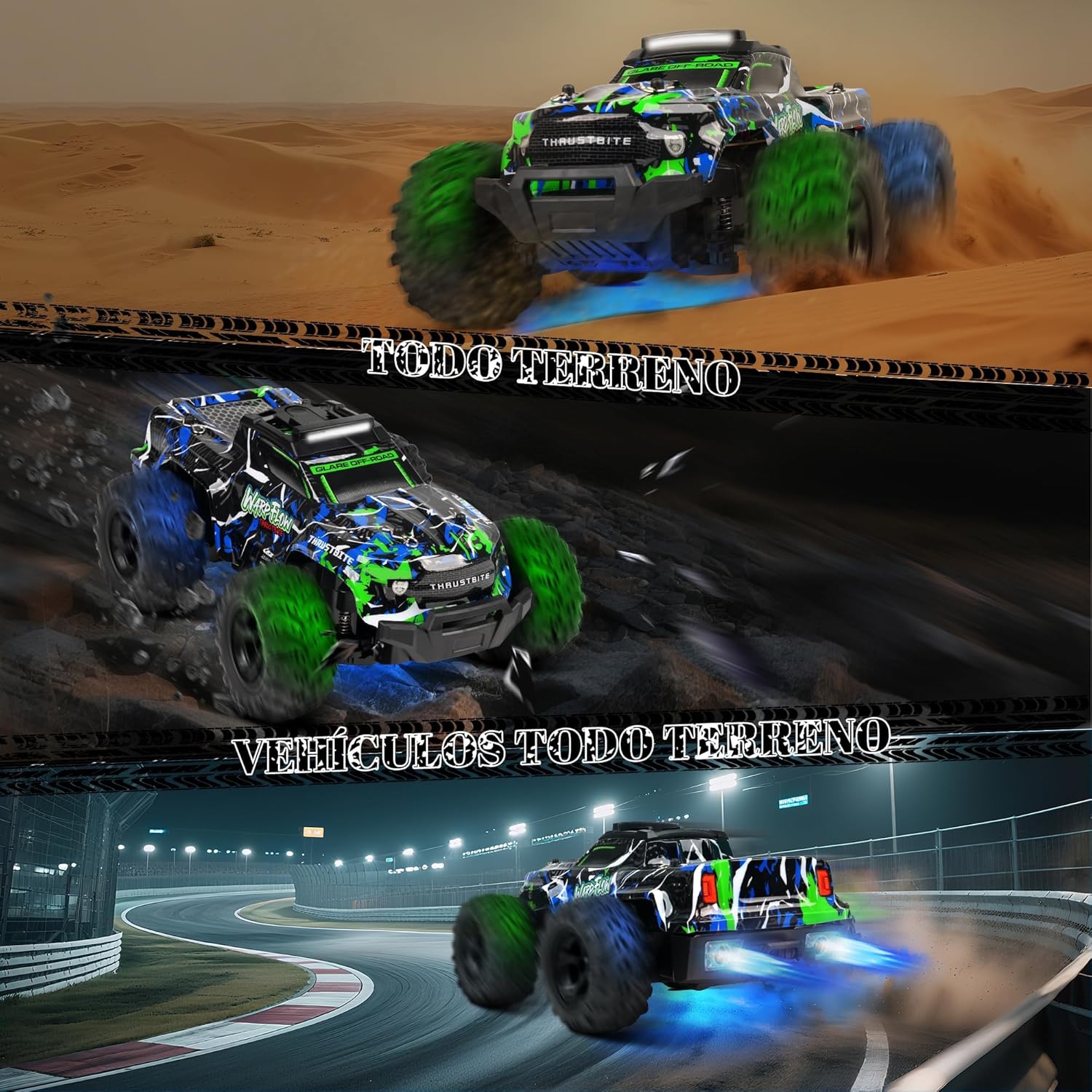 Macchina Telecomandata Off-Road 25KMH con Spray, Verde - immagine 3