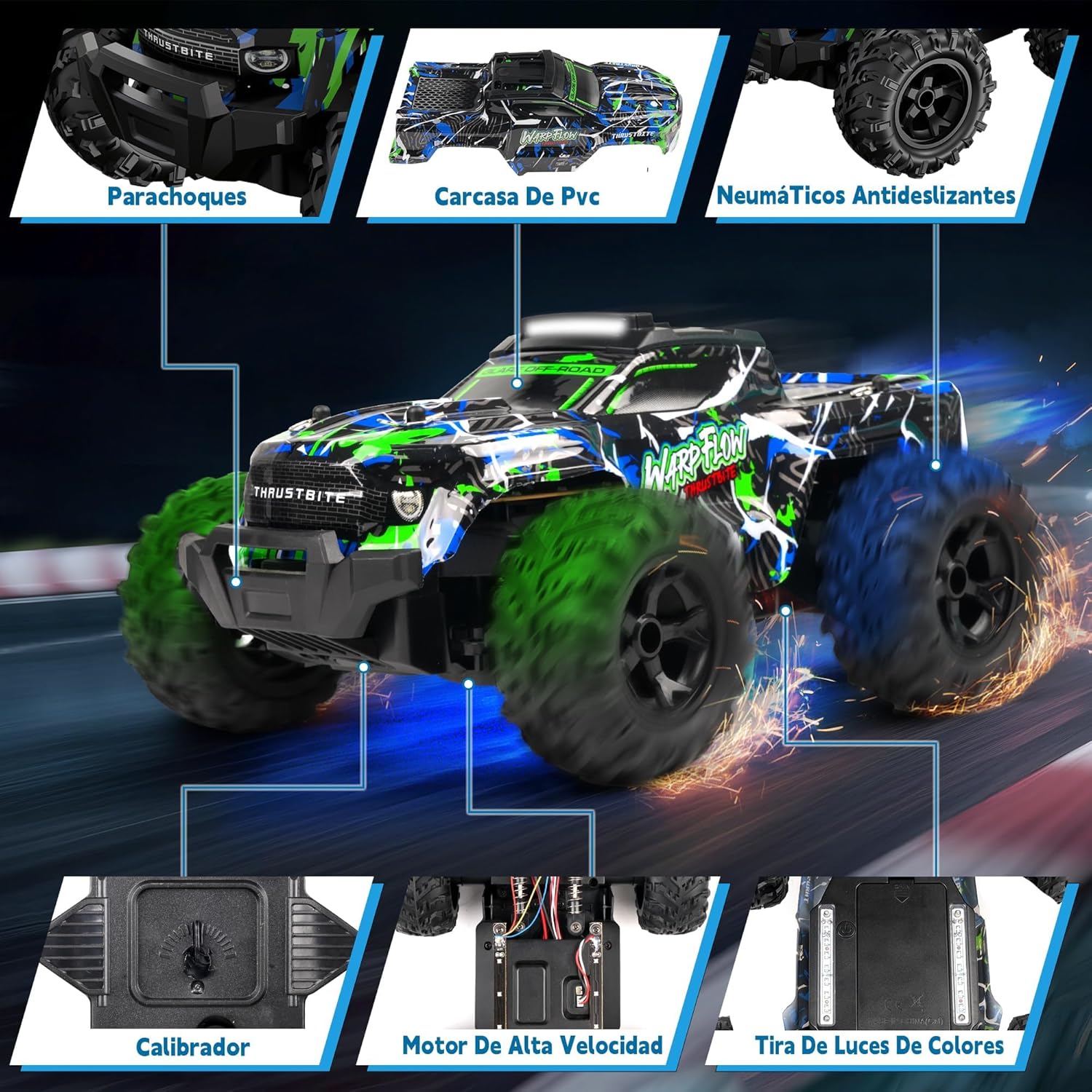 Macchina Telecomandata Off-Road 25KMH con Spray, Verde - immagine 5