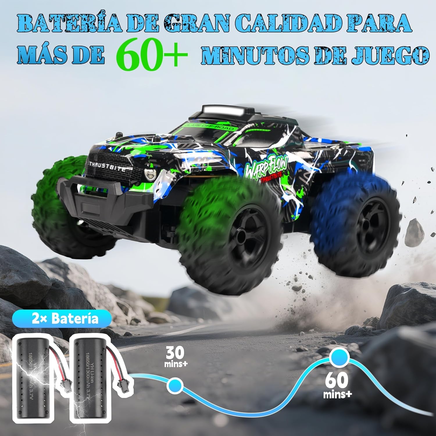 Macchina Telecomandata Off-Road 25KMH con Spray, Verde - immagine 6