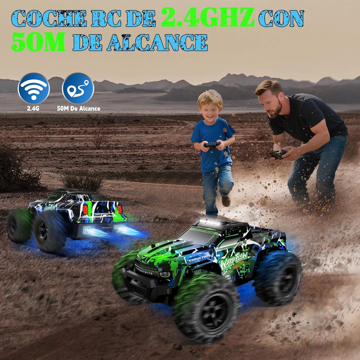 Macchina Telecomandata Off-Road 25KMH con Spray, Verde - immagine 7