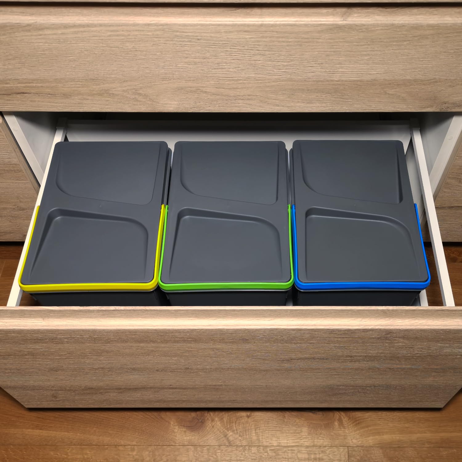 Wuitoki Pattumiera Sottolavello 15L Set 3, Antracite - immagine 5