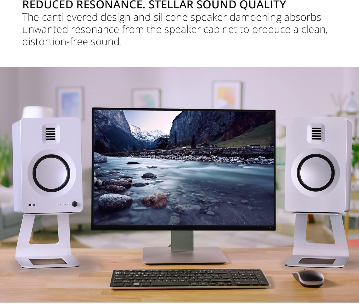 Kanto SE6W Supporti da Scrivania per Speaker, Bianco - immagine 7