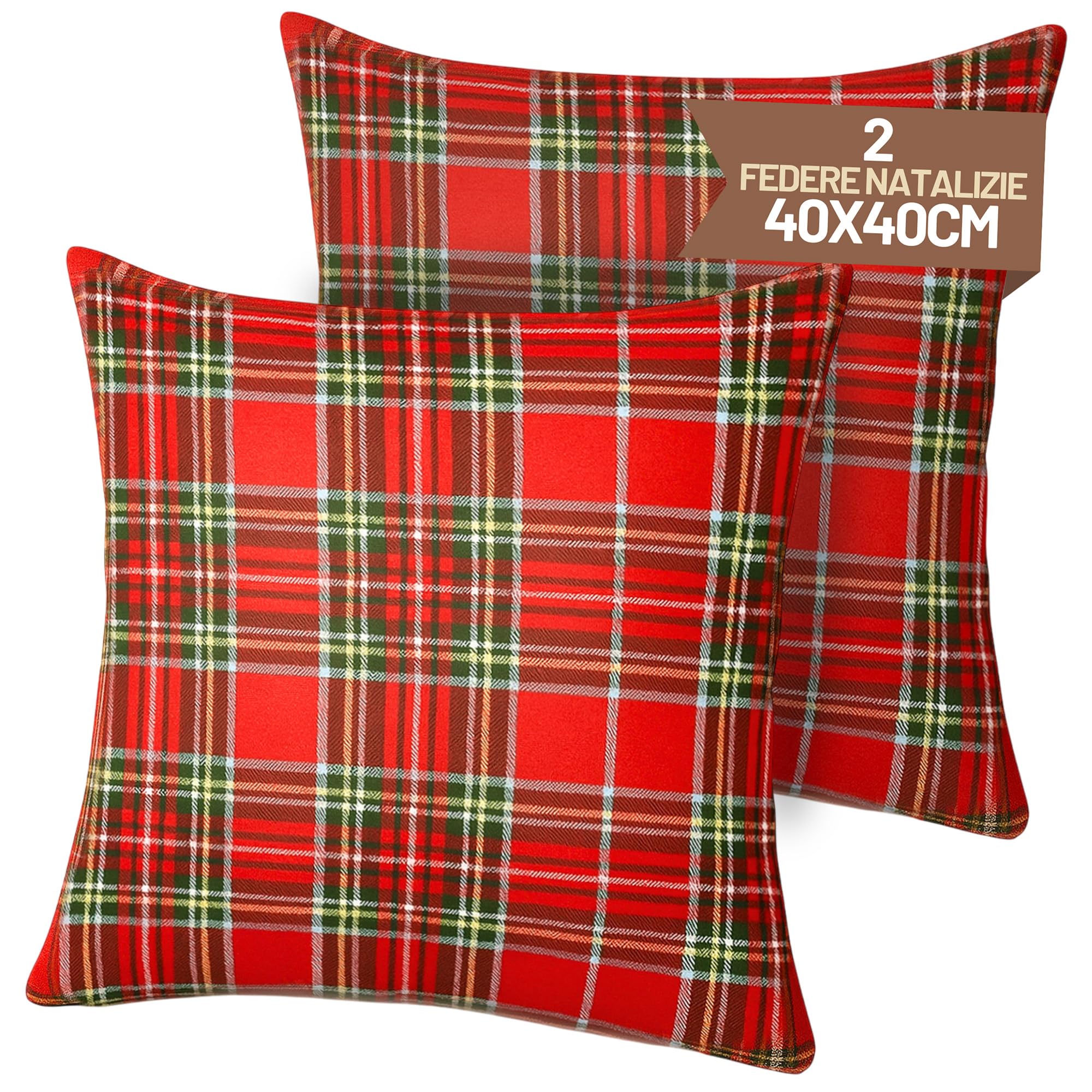SONIT Copri Cuscini Natalizi per Divano 40x40 - Set 2