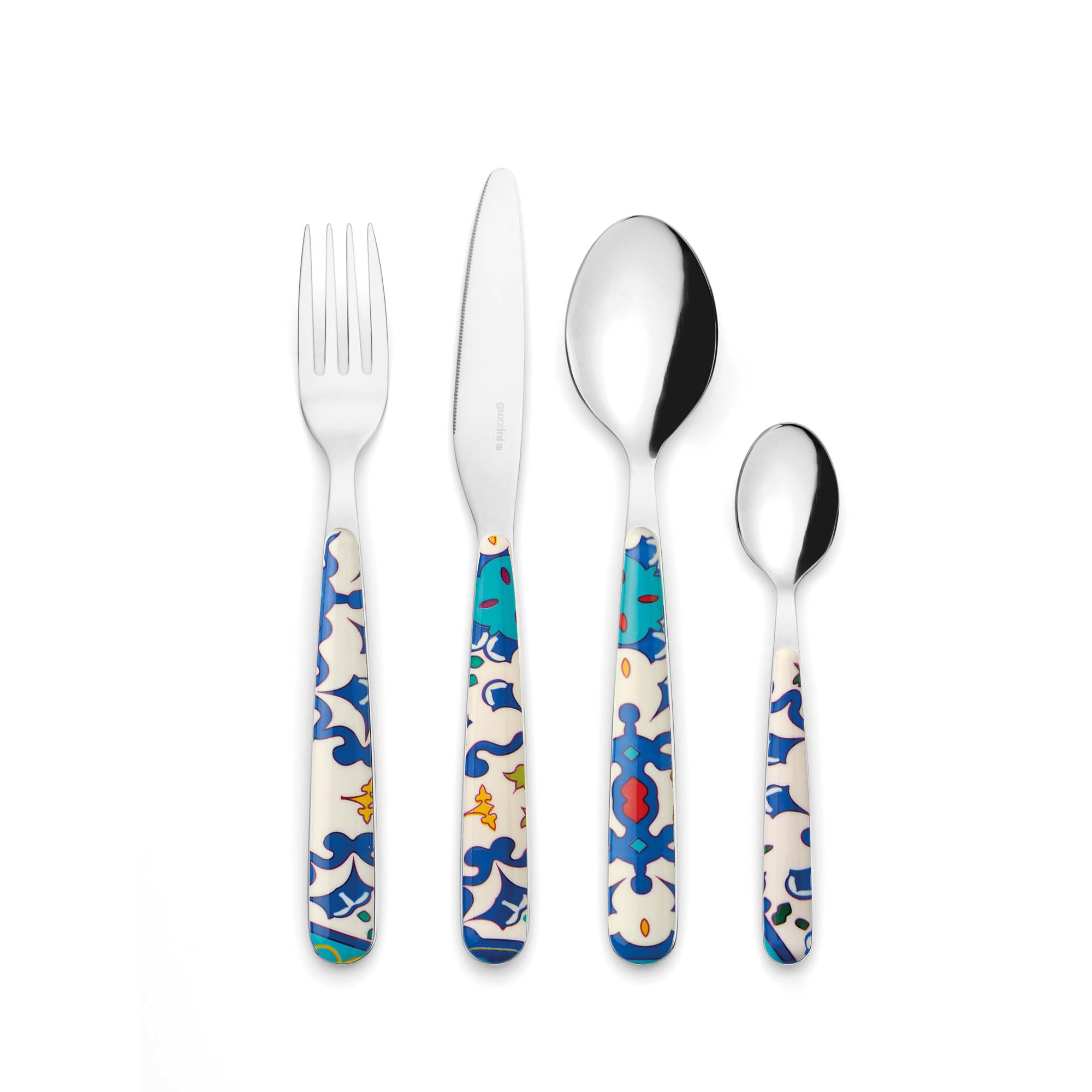 SET 24 POSATE ''FLOWER&LEMON'' (Blu mediterraneo)
