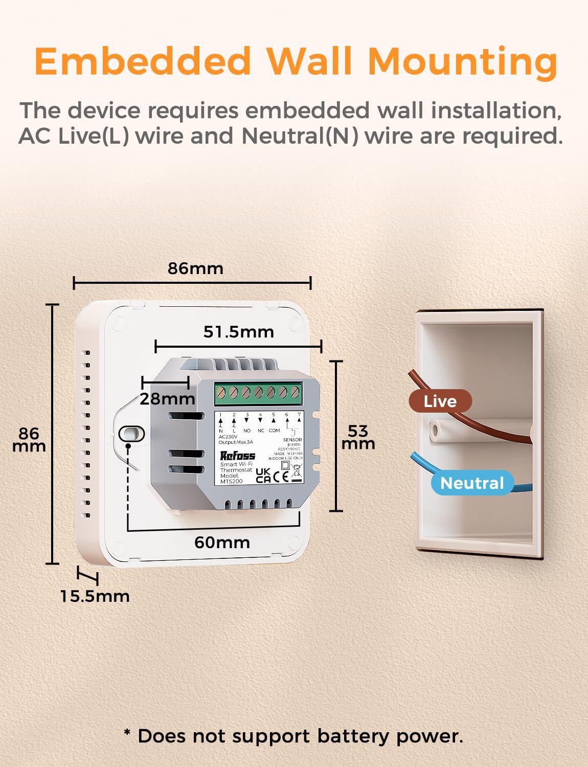 Refoss Termostato WiFi Digitale Touchscreen Programmabile - immagine 4
