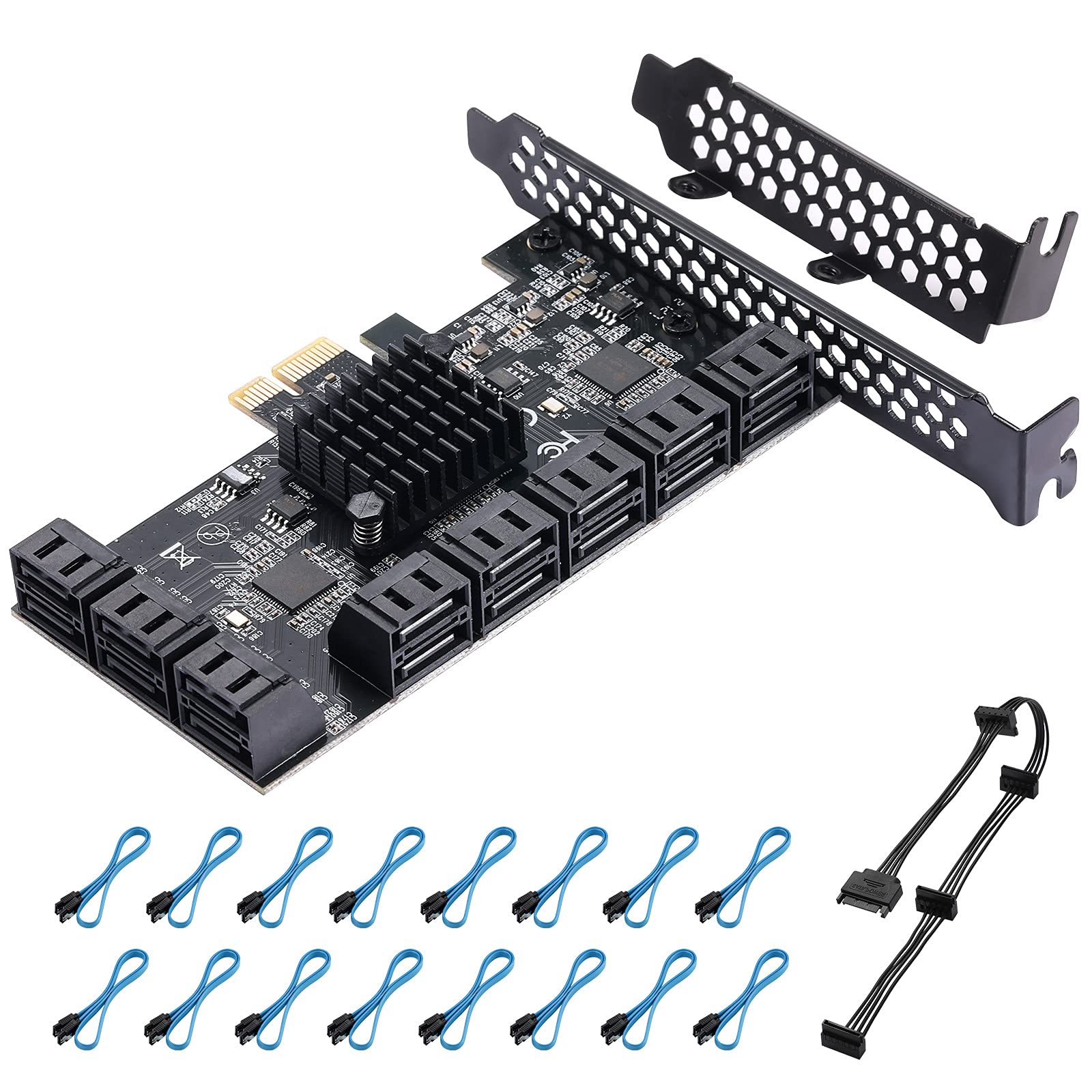 Ybbott Scheda PCIe SATA 3.0 6 Gbit/s a 16 porte
