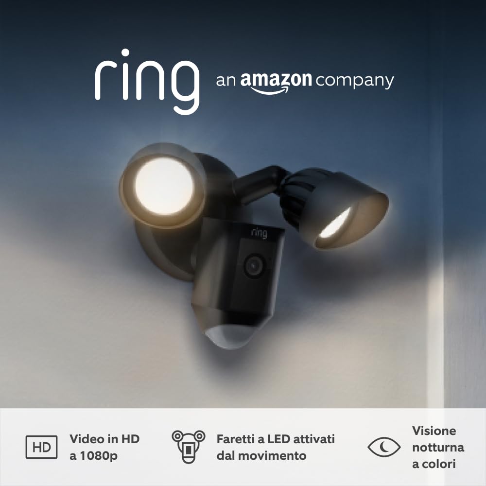Ring Floodlight Cam Wired Plus - Telecamera WiFi Esterno - immagine 1