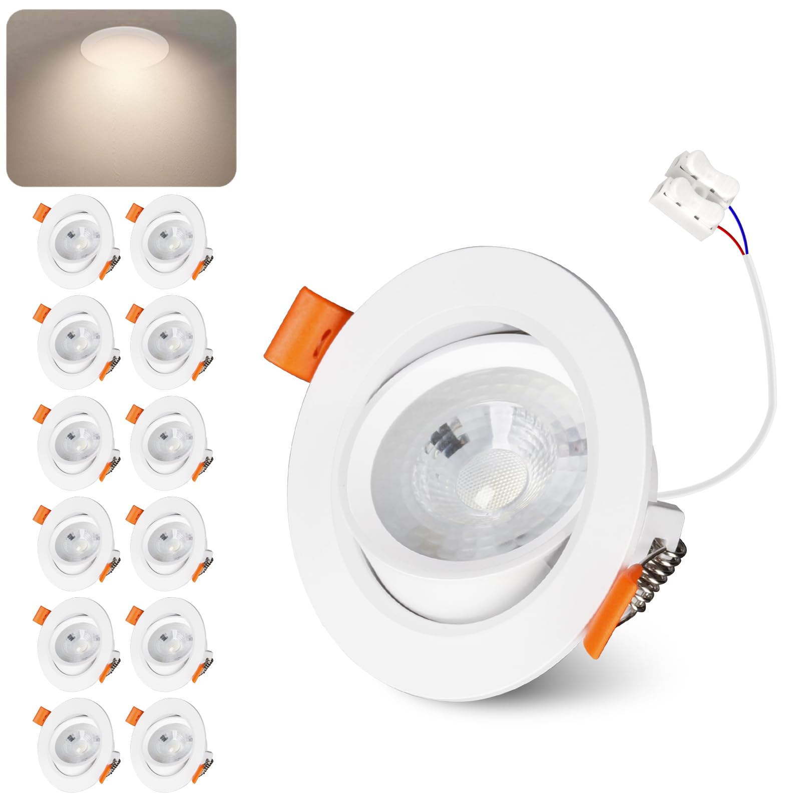 Faretti LED Soffitto Incasso 7W, Foro Φ 68-80mm