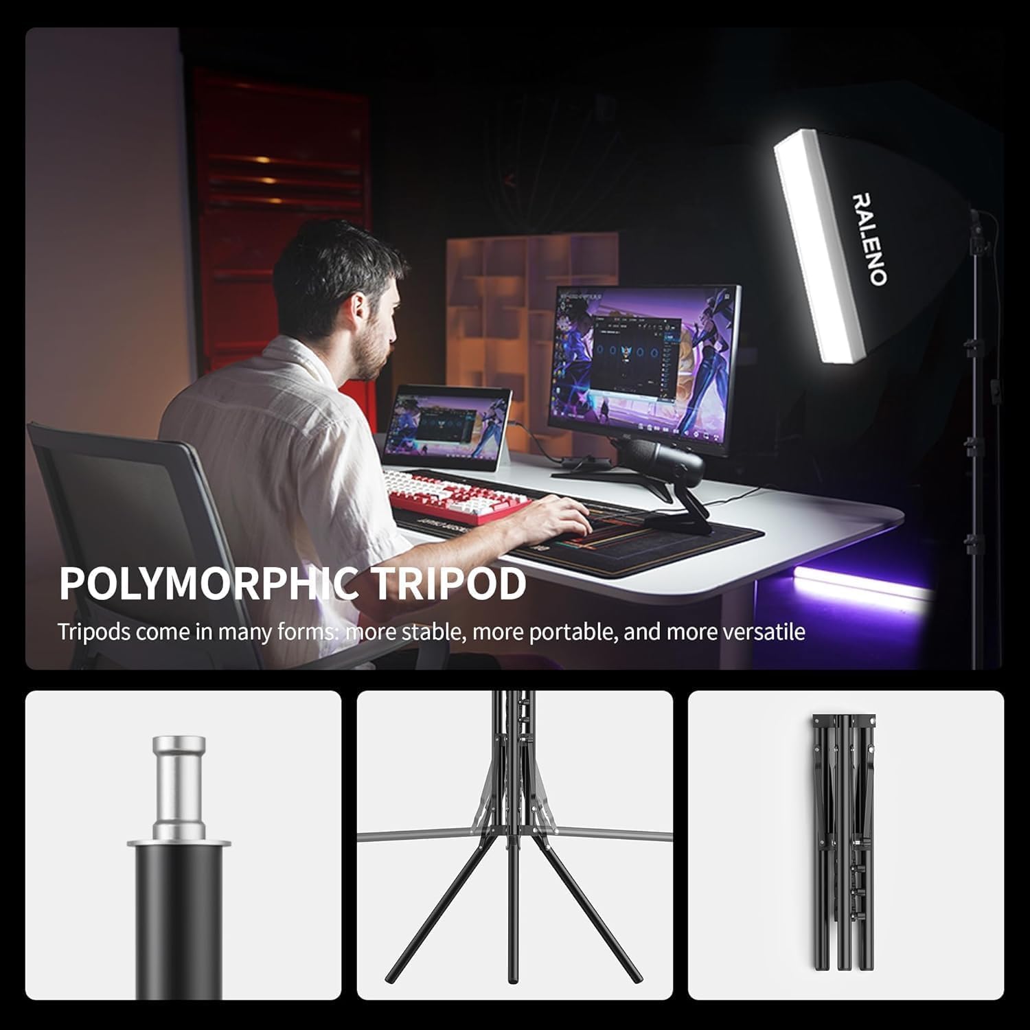 Raleno Kit Illuminazione Softbox LED 40x40cm - immagine 4