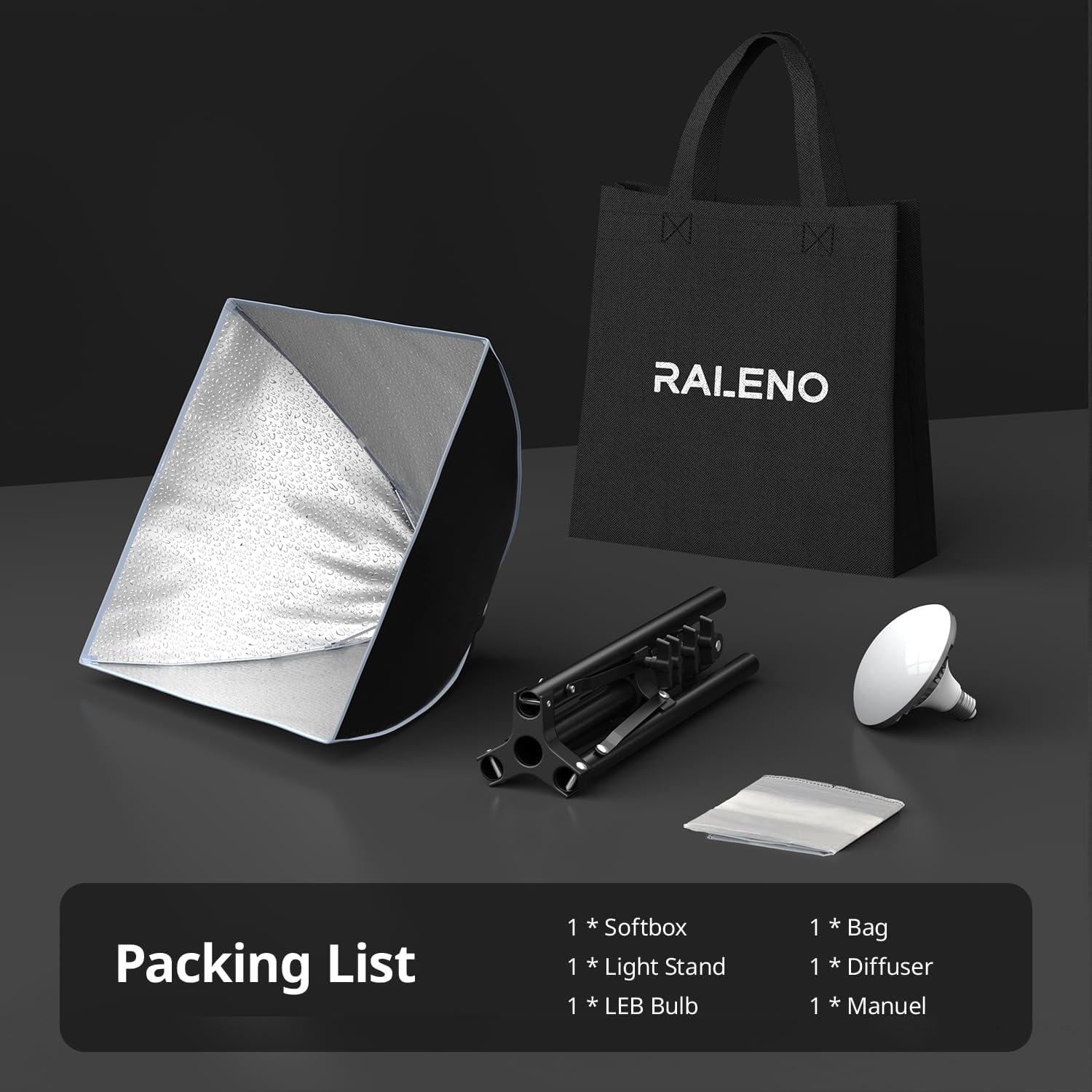 Raleno Kit Illuminazione Softbox LED 40x40cm - immagine 8