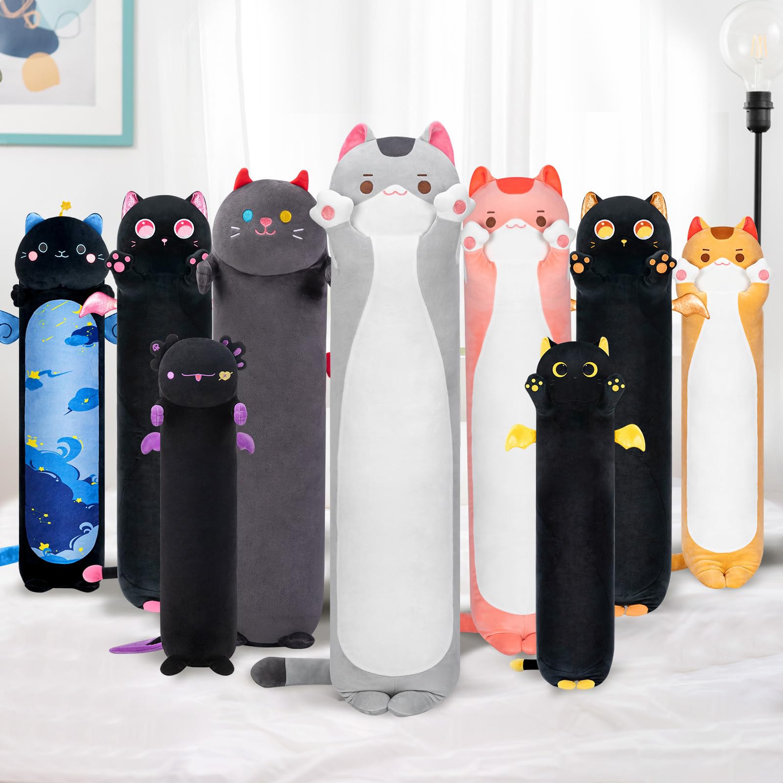 Mewaii Cuscino Gatto Grigio Lungo di Peluche 130CM