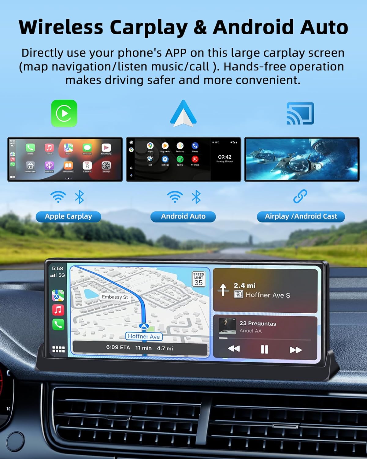 Schermo Auto 10,26'' Wireless Carplay e Android Auto - immagine 2