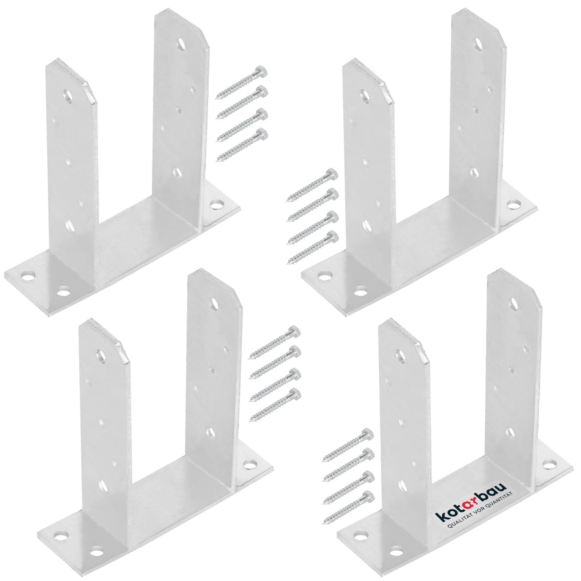 KOTARBAU® 4 supporti per pali da 100 mm TT in acciaio zincato a caldo per tasselli, ancoraggio in calcestruzzo per pali in legno