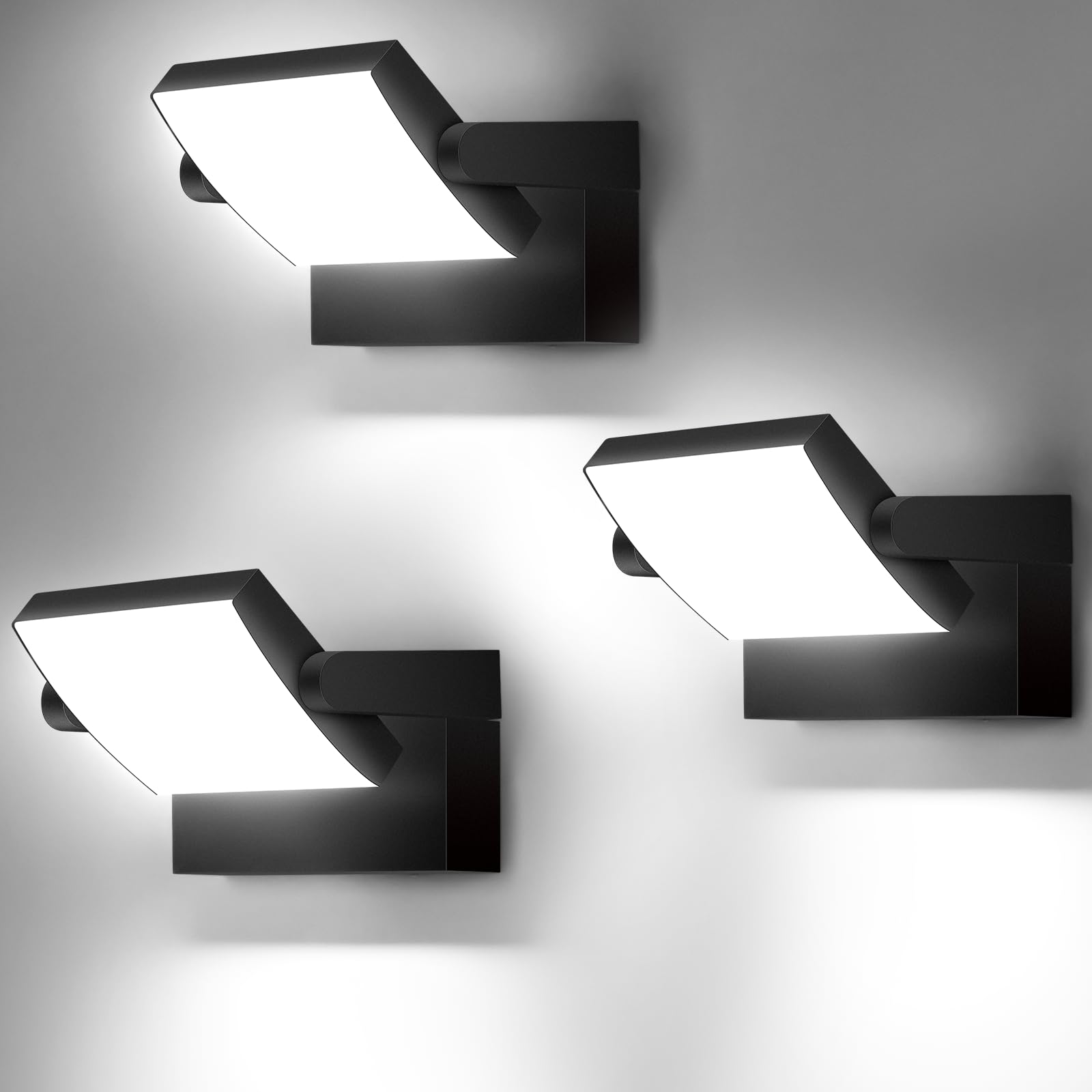 3 Pezzi 40W Applique da Parete Esterno/Interno 4000LM Faretto Led da Esterno Bianco freddo 6000K Lampade da Esterno Regolabile IP65 Impermeabile