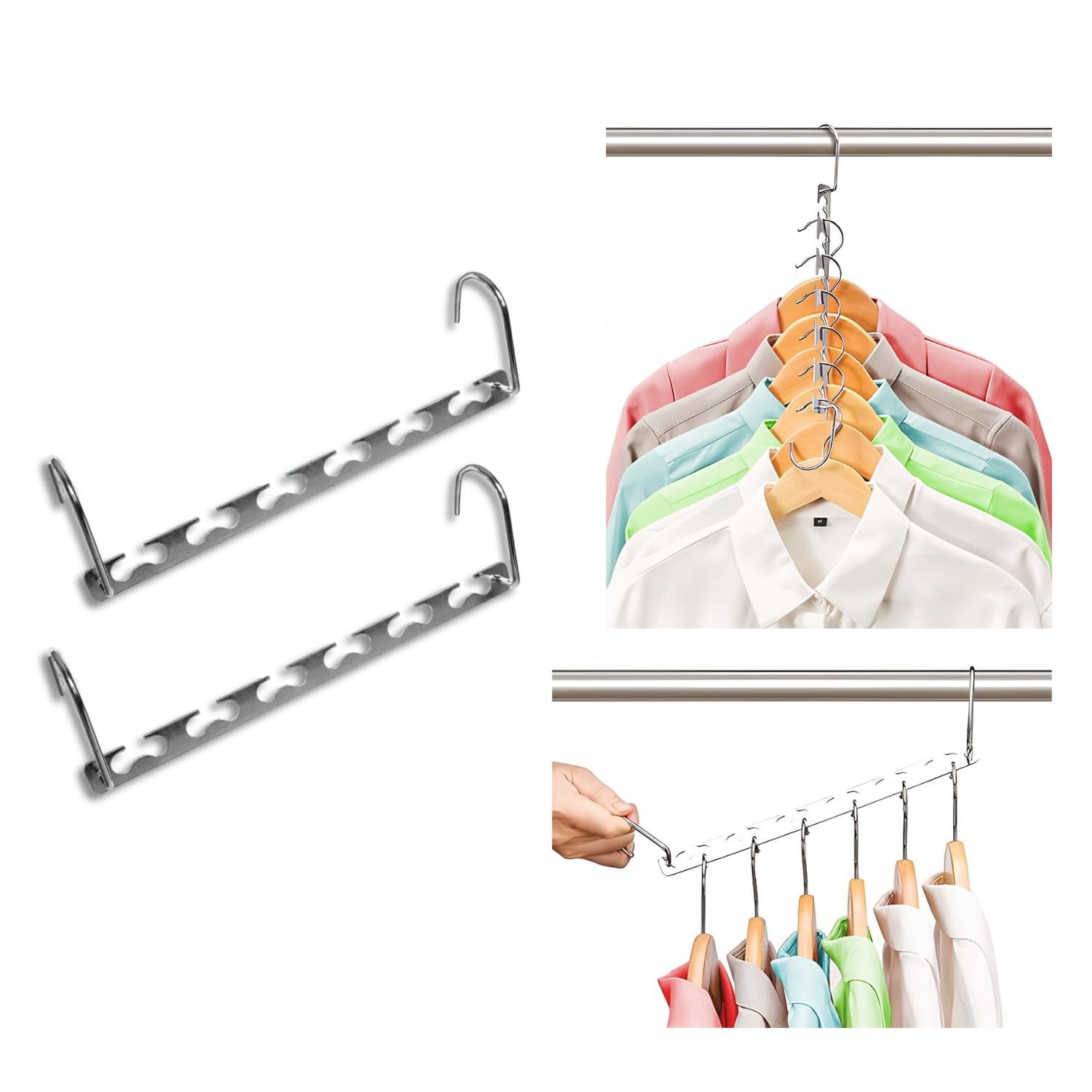 Set 2 Grucce Salvaspazio in Metallo per Armadio