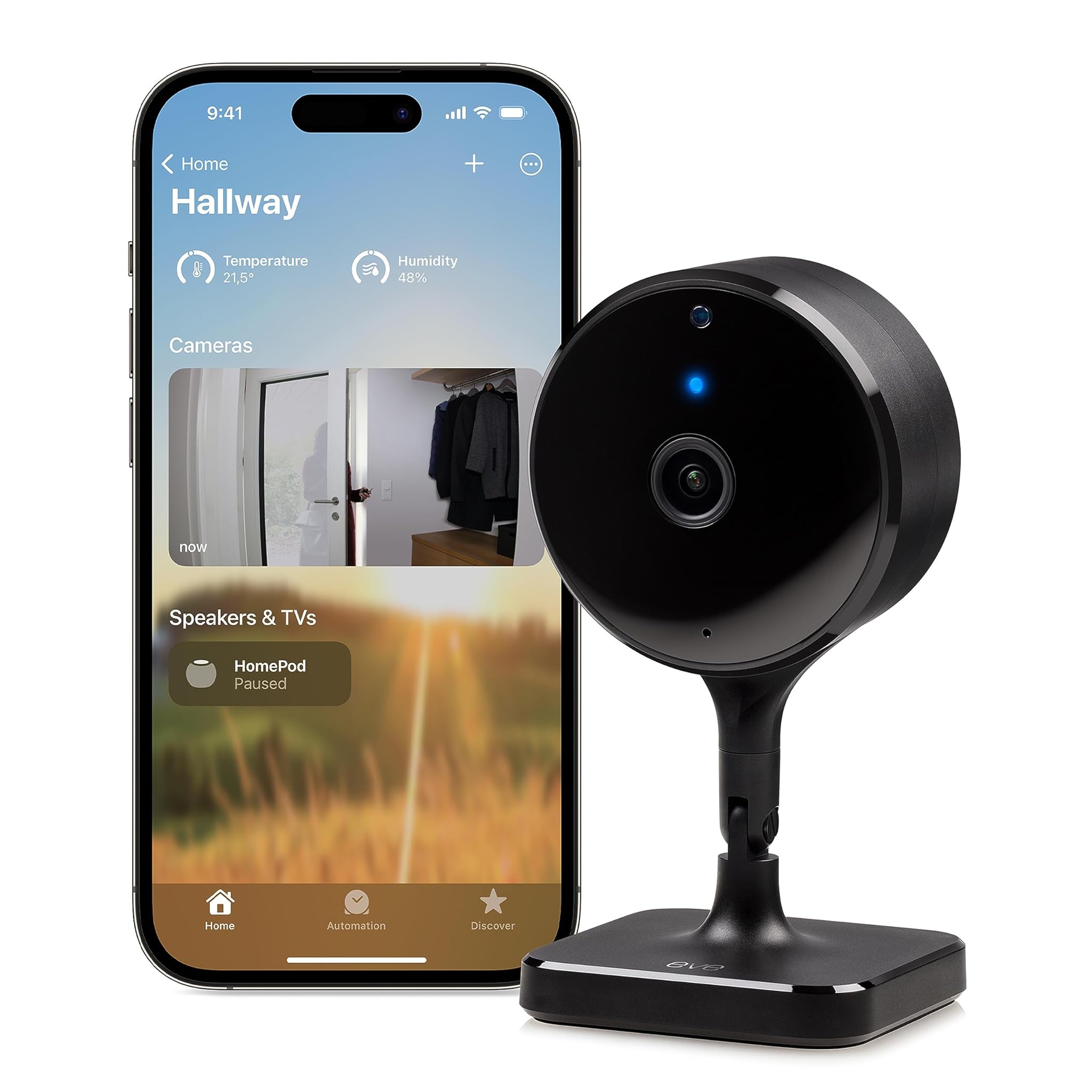 Eve Cam - Videocamera Intelligente Indoor 1080p, Nero