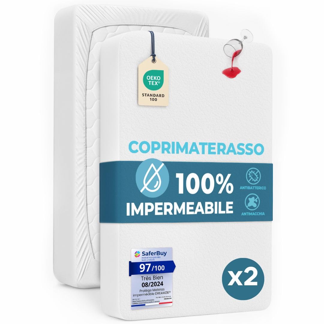 Dreamzie Coprimaterasso Singolo Impermeabile 80x190 cm (2 pz)