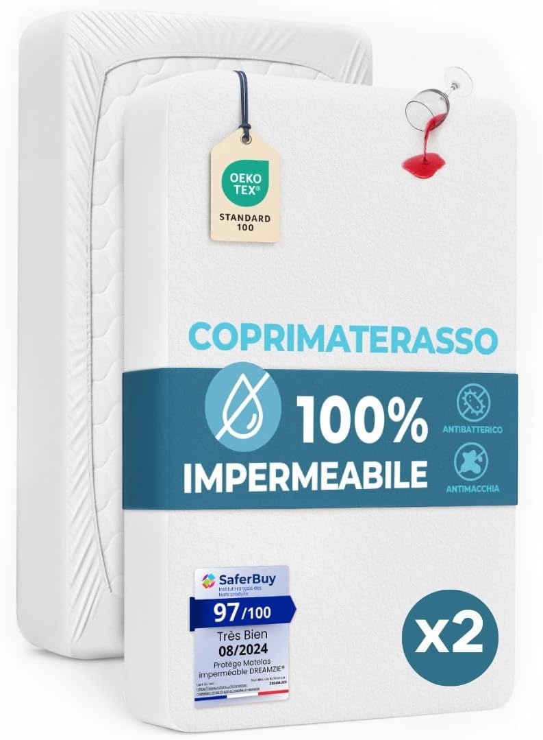 Dreamzie Coprimaterasso Singolo Impermeabile 80x190 cm (2 pz) - immagine 1