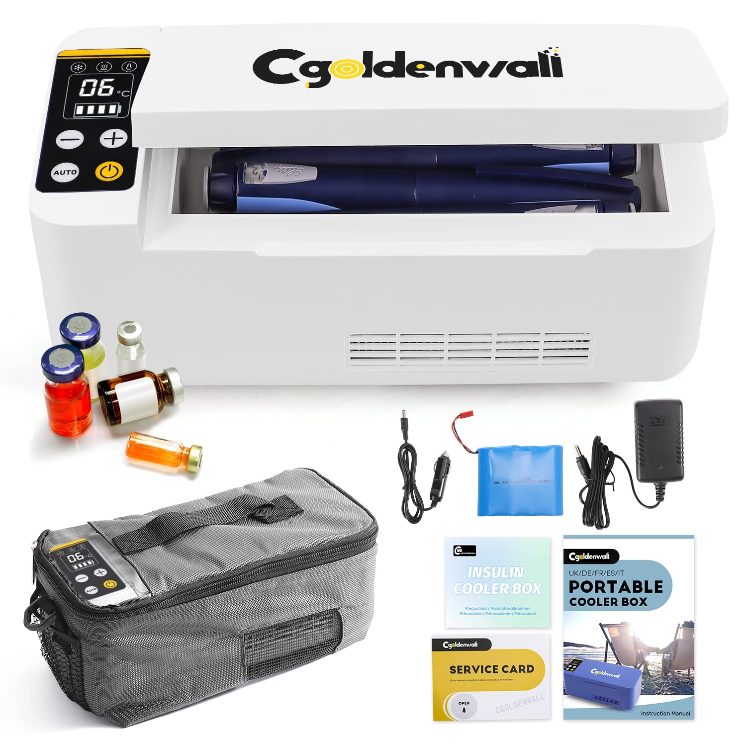 Cgoldenwall Frigorifero Portatile per Insulina 180x79x31mm
