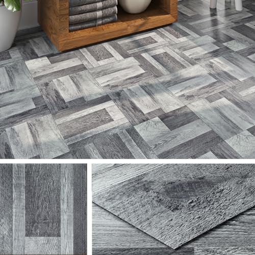 Livelynine Pavimento Adesivo Effetto Legno Grigio 30x30CM