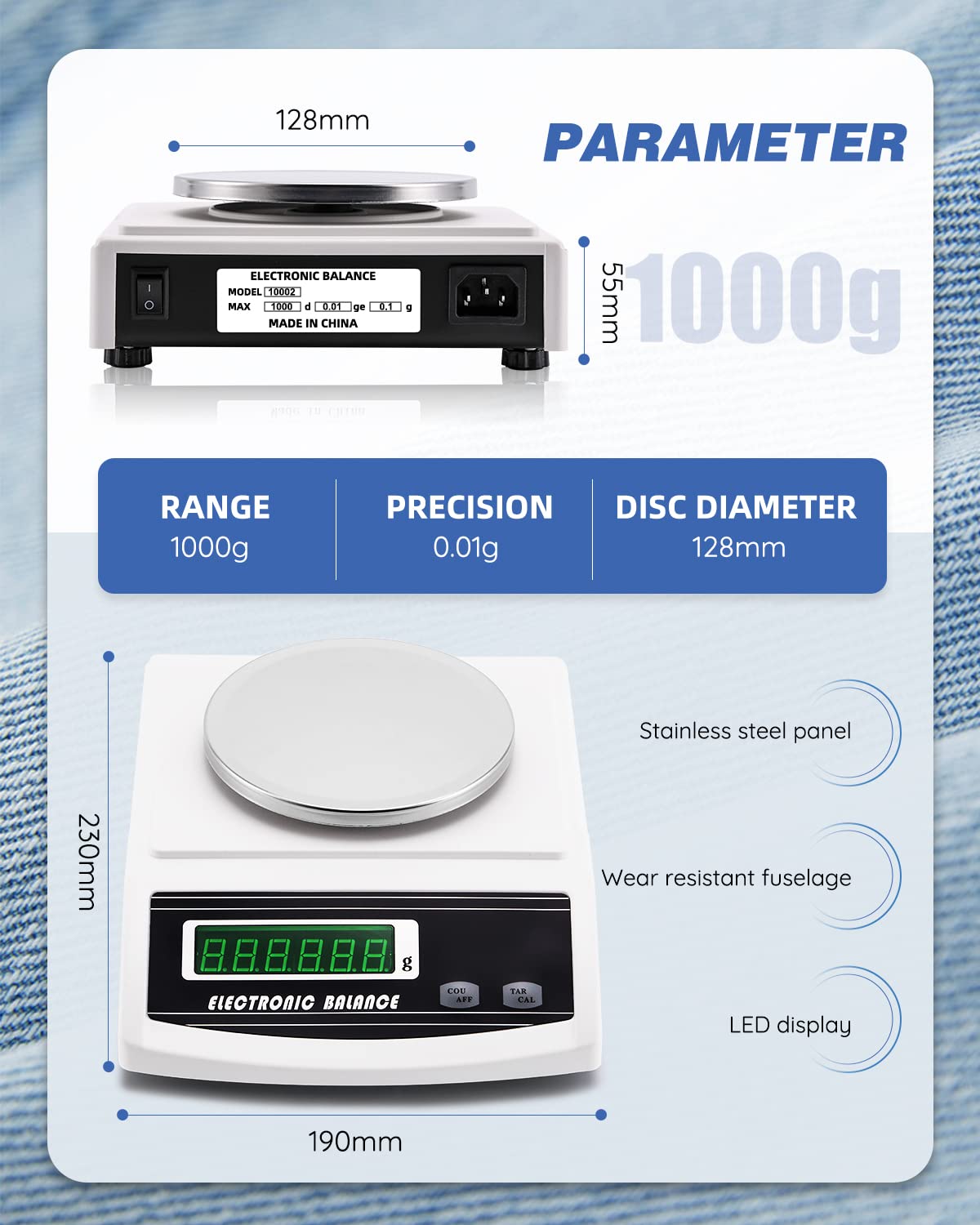Newtry Bilancia elettronica di precisione 1000g/0,01g - immagine 2