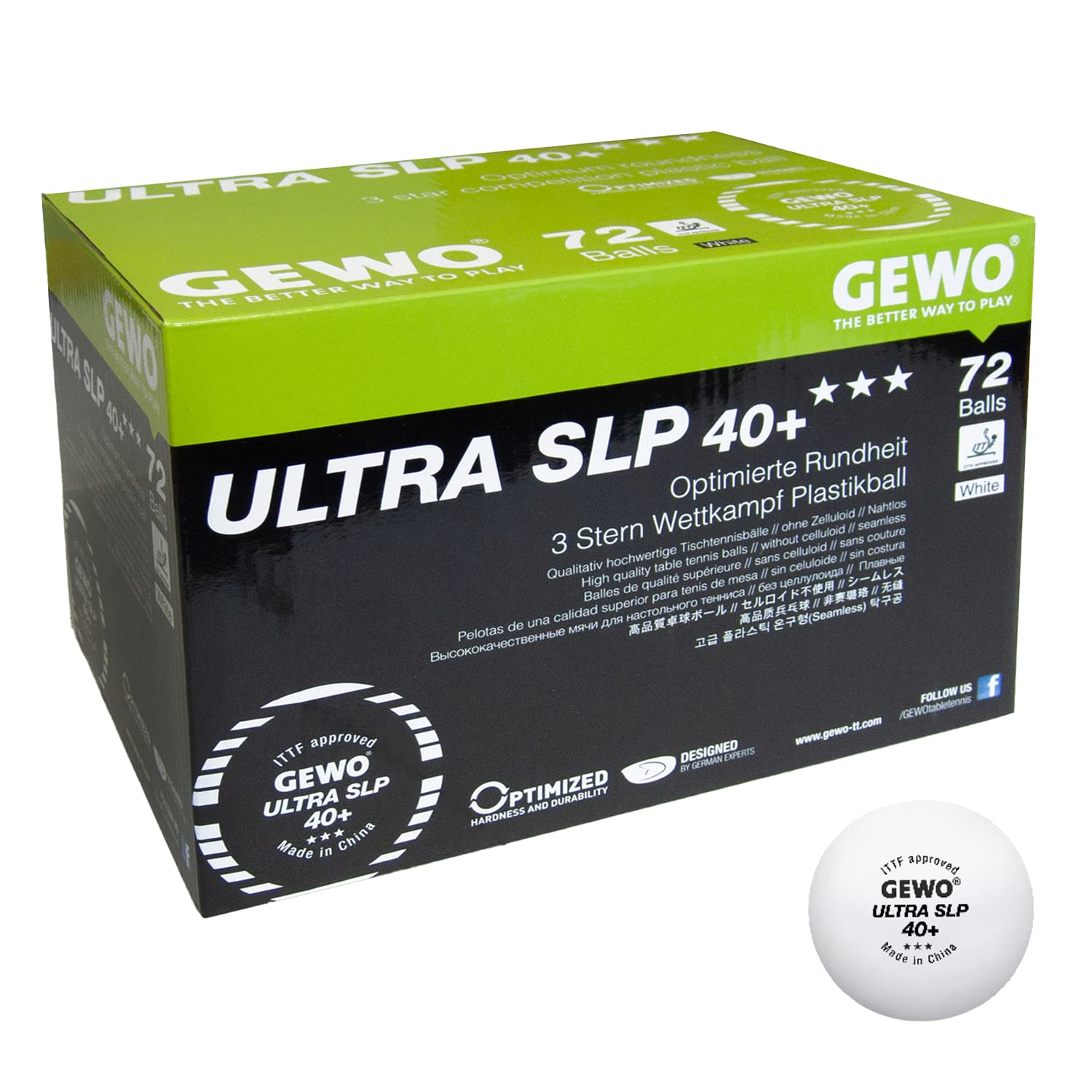 Gewo Ultra SLP - Palline da Tennis Tavolo 3 Stelle