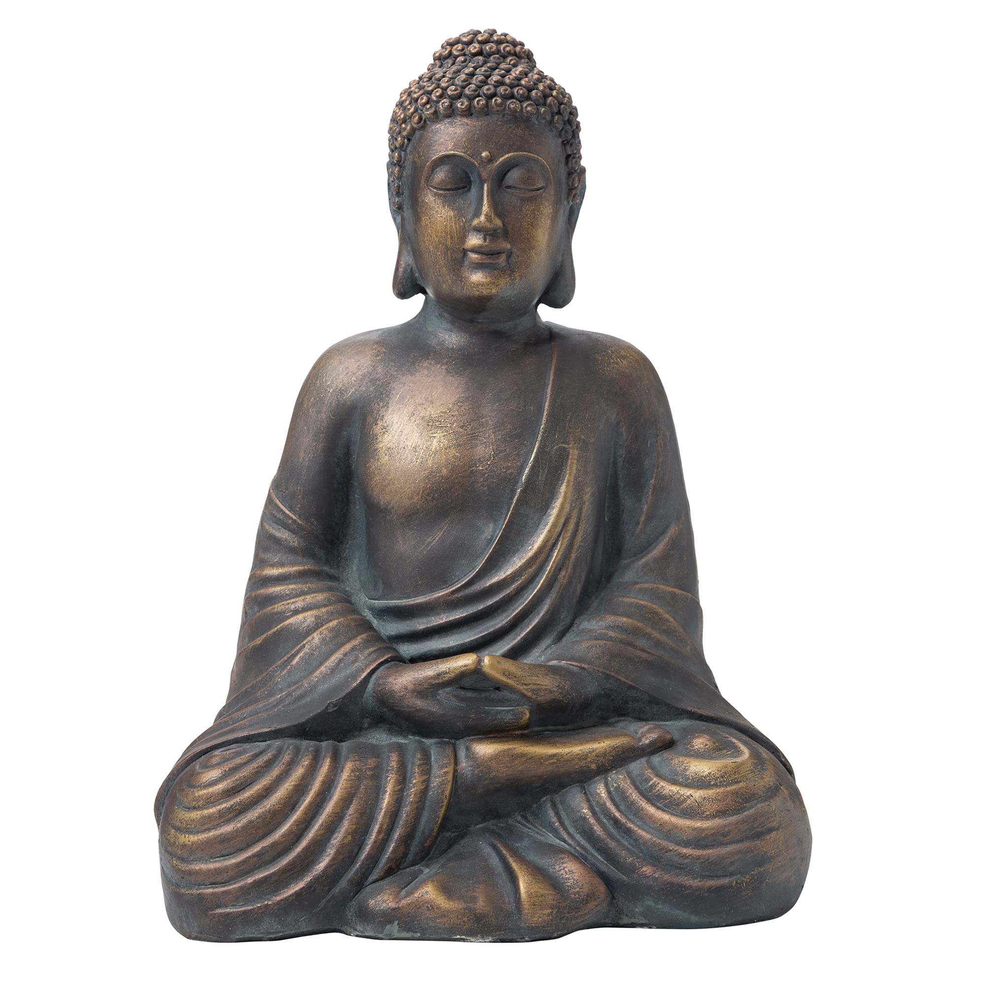 Glitzhome MGO - Statua di Buddha in meditazione, altezza 48 cm, colore: bronzo