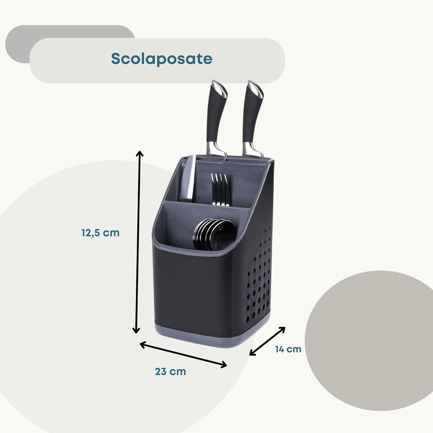 Vilde Portaposate Scolapiatti da Cucina, Nero - immagine 3