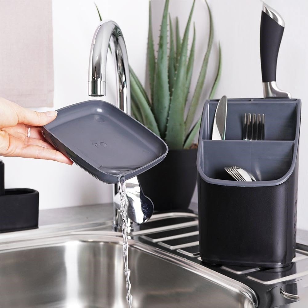 Vilde Portaposate Scolapiatti da Cucina, Nero - immagine 5