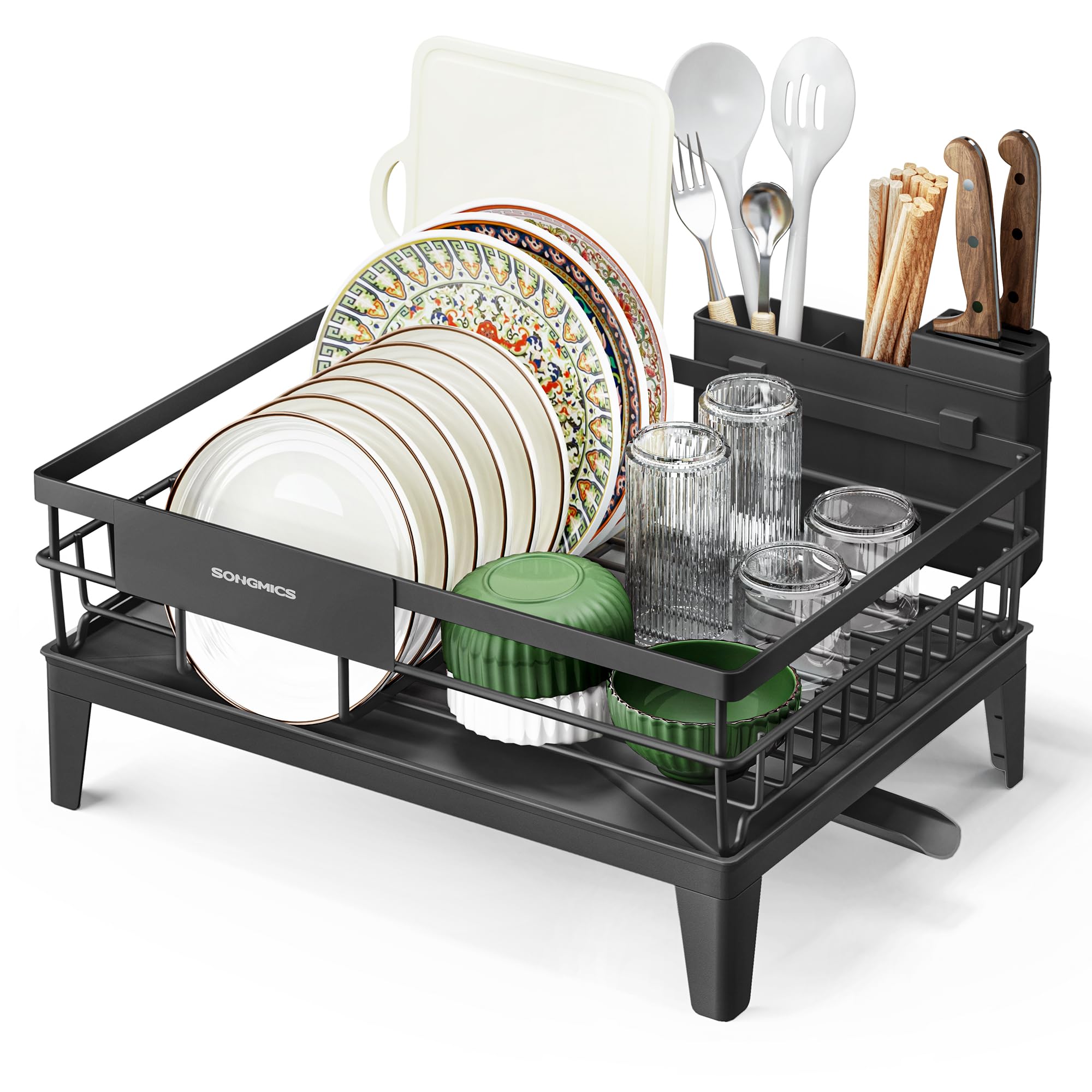 Songmics Scolapiatti da Cucina - 31x42x18.5 cm, Nero