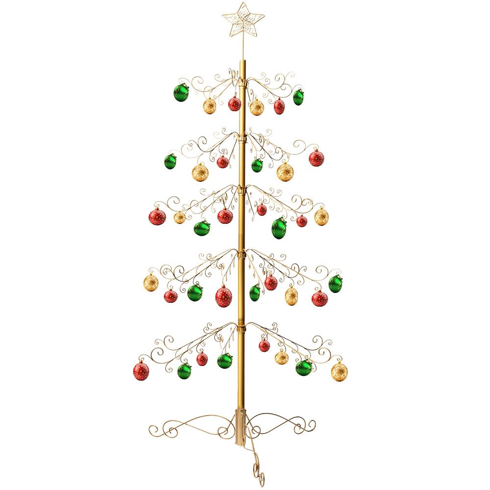 HOHIYA Albero di Natale Metallo Decorazioni Regalo 213 Centimetri Oro Ecologica