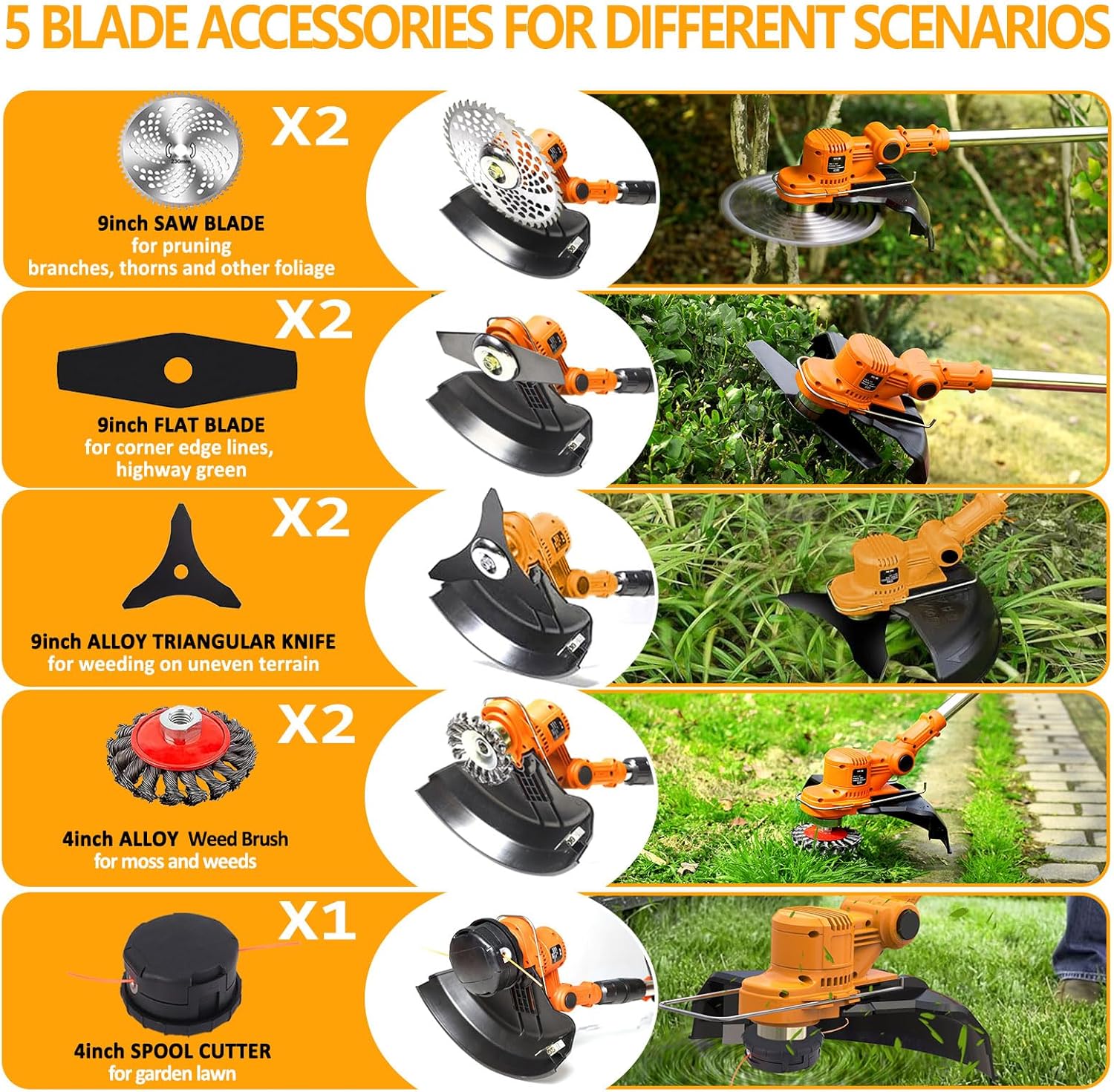 Decespugliatore a batteria 21V Brushless, Orange - immagine 2