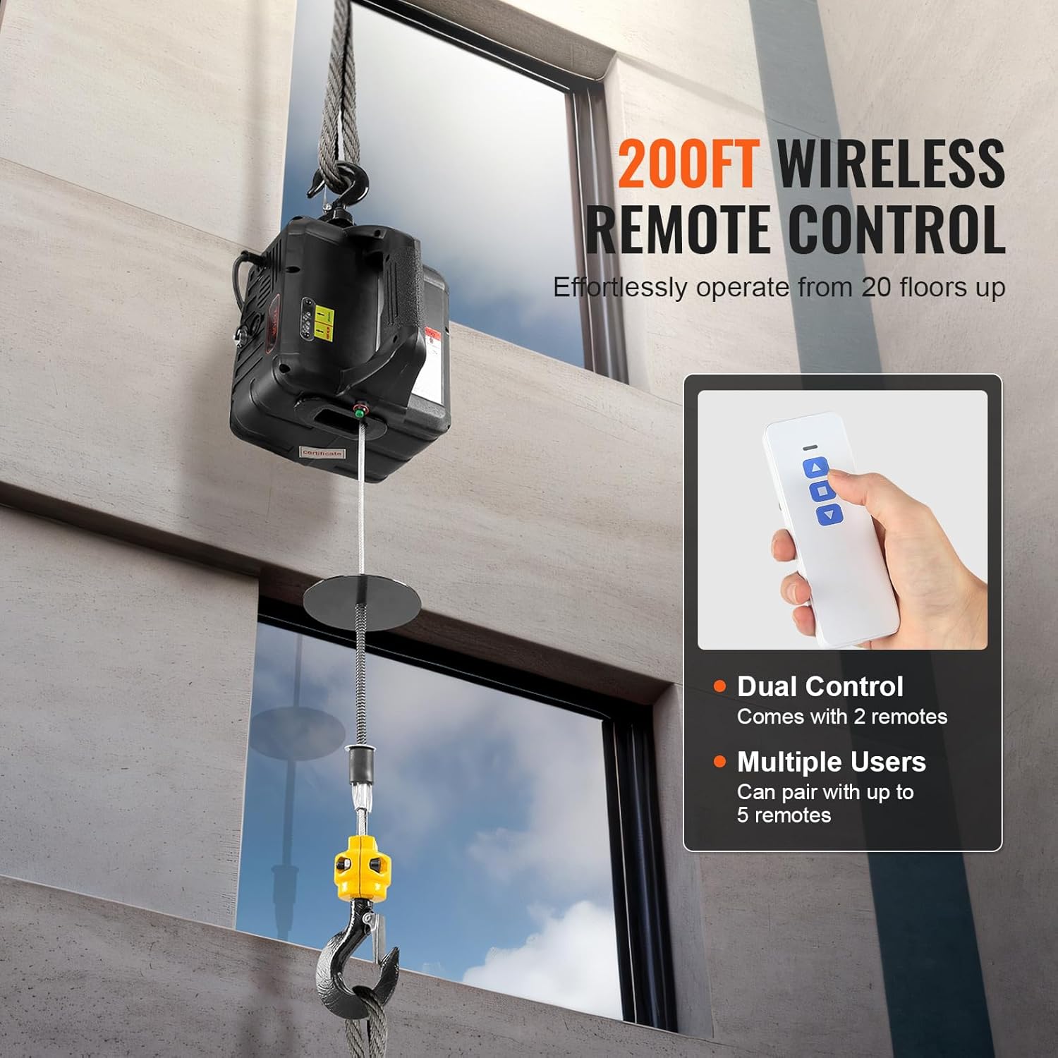 VEVOR Paranco Elettrico Portatile 498,95 kg con Telecomando - immagine 5