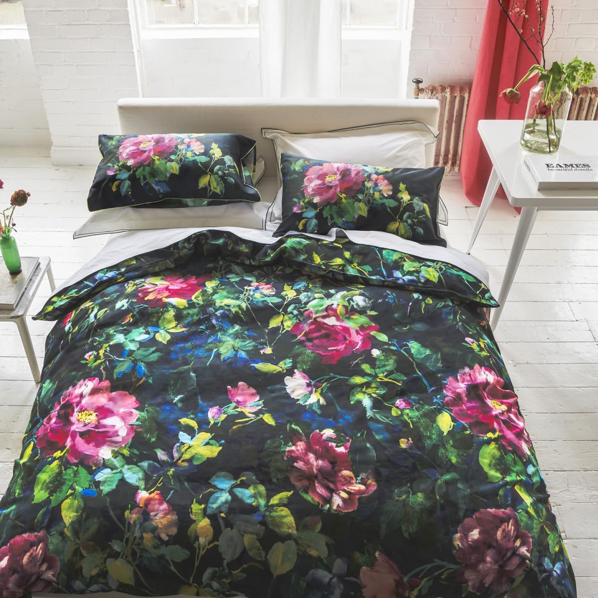 Copripiumino stampato in raso di cotone, Gertrude, 240x220 cm, Designer Guild