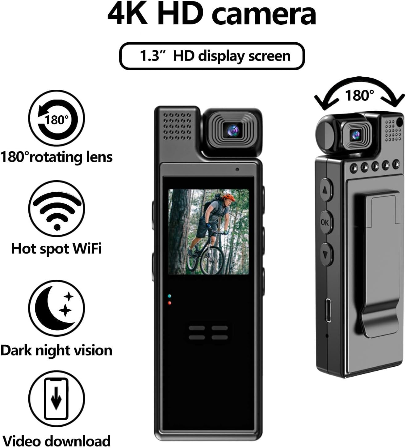 Andoer 4K Mini Body Cam con Obiettivo 180° - immagine 7