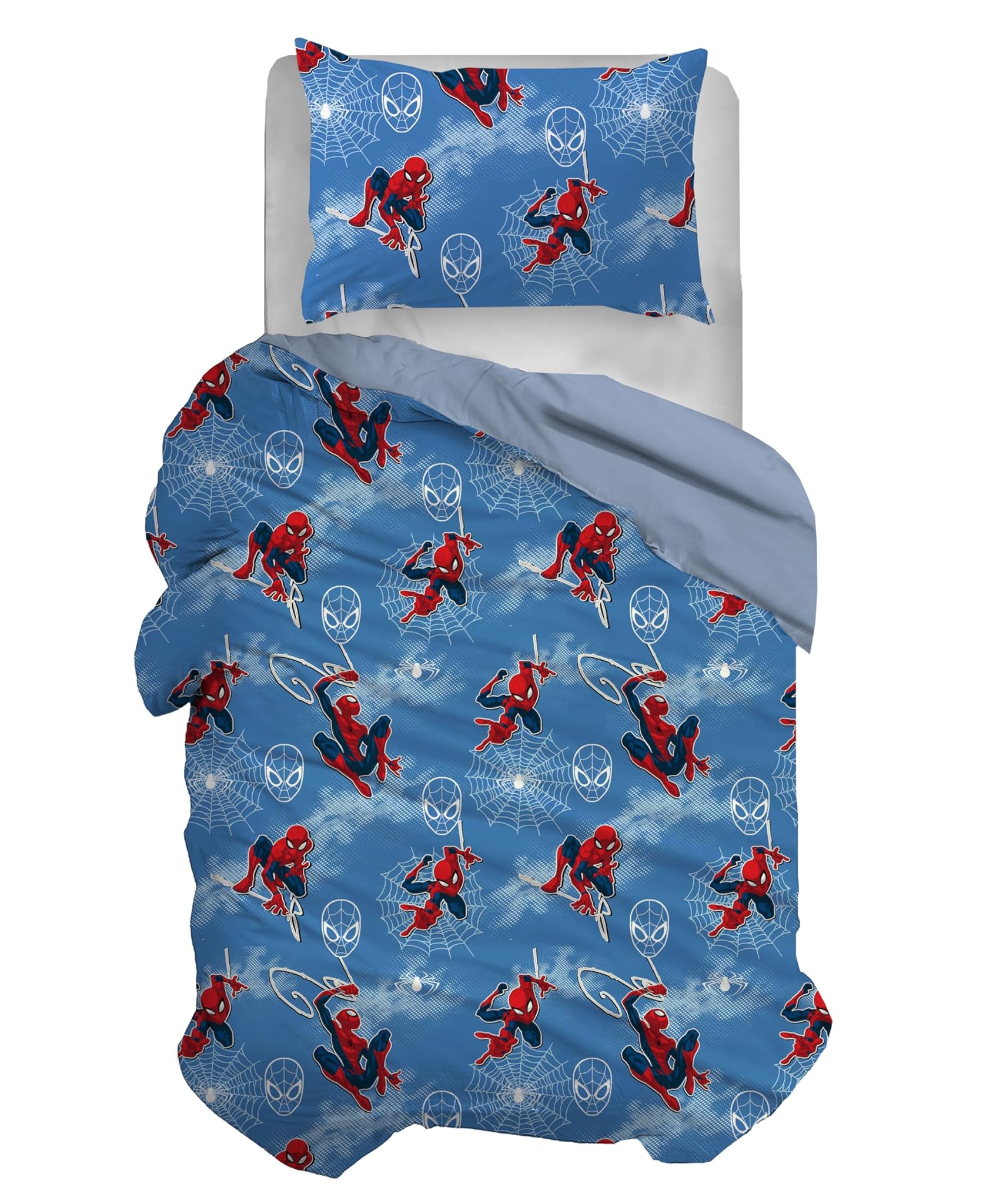 Spiderman Set Copripiumino Singolo Cotone, Blu