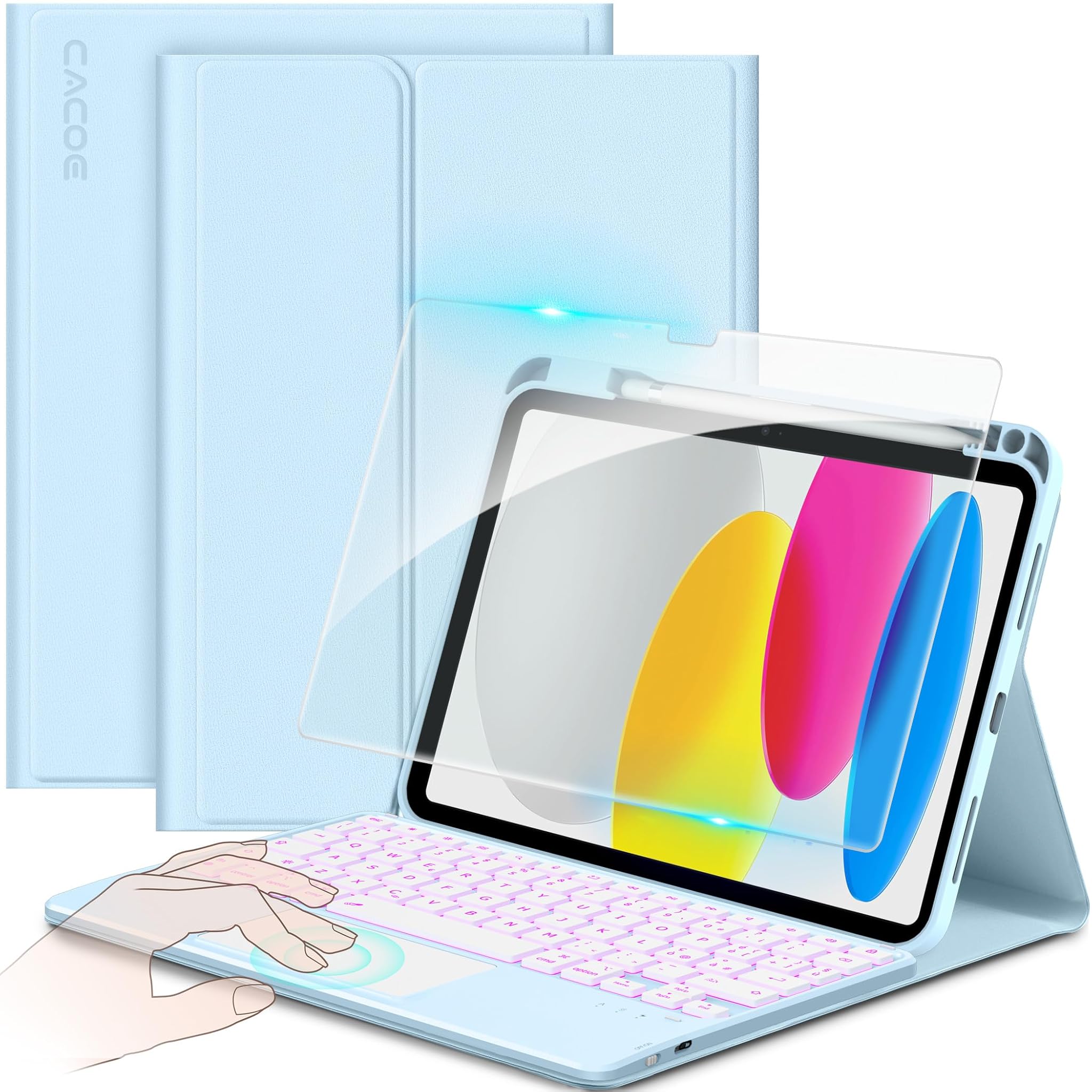 Cacoe Cover Tastiera iPad 11" (A16) / 10.9" (2022), Azzurro Cielo