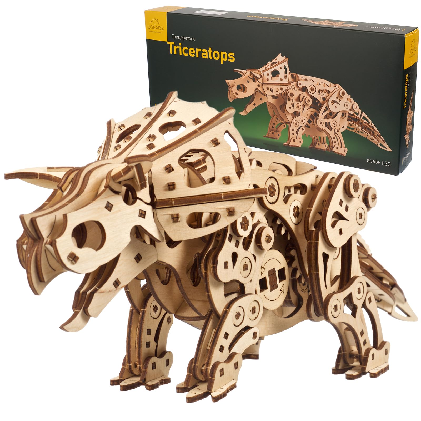 Ugears Triceratops - Puzzle 3D in Legno Meccanico