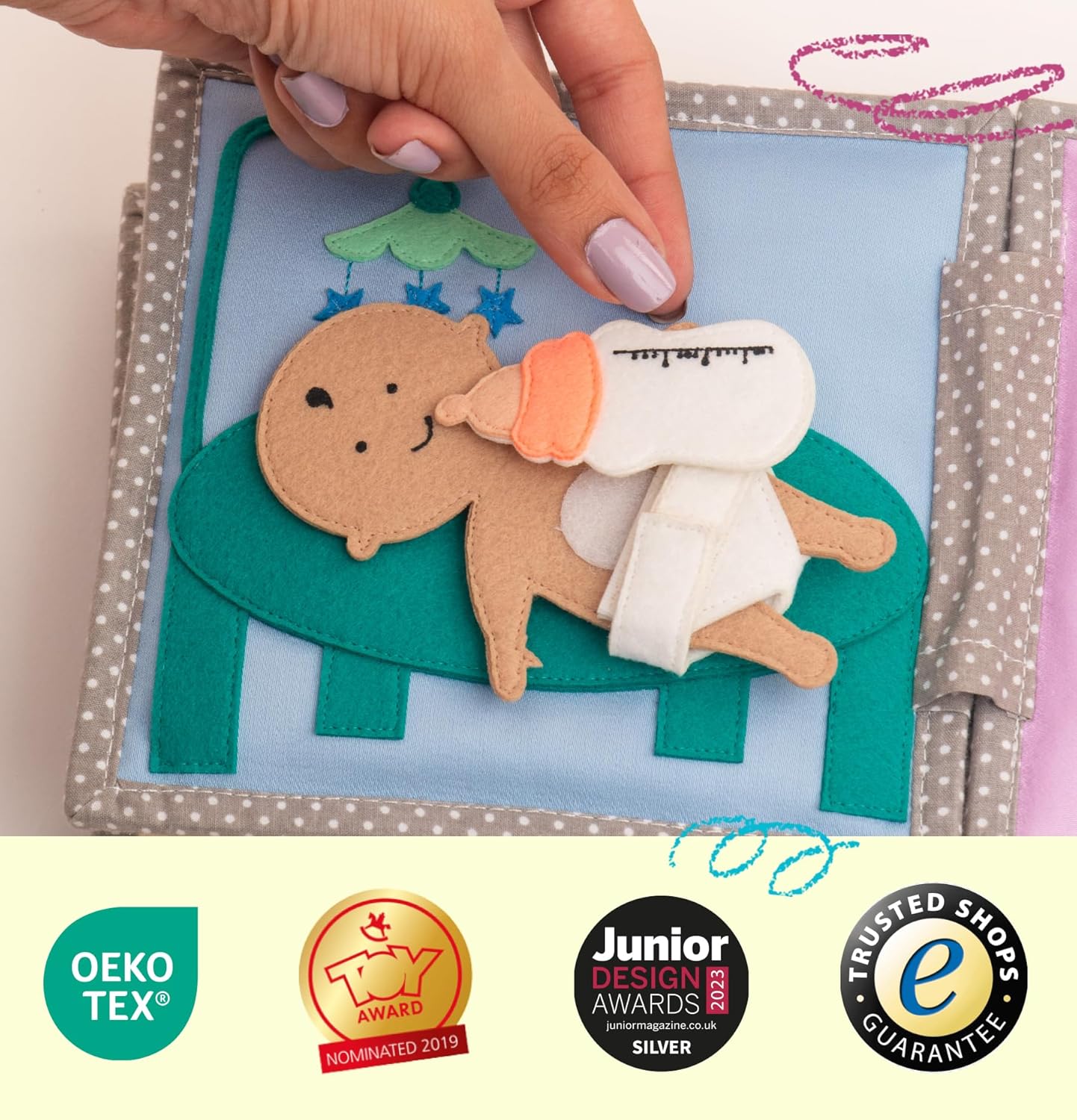 Jolly Baby 6 Seiten Mini Quiet Book - immagine 3