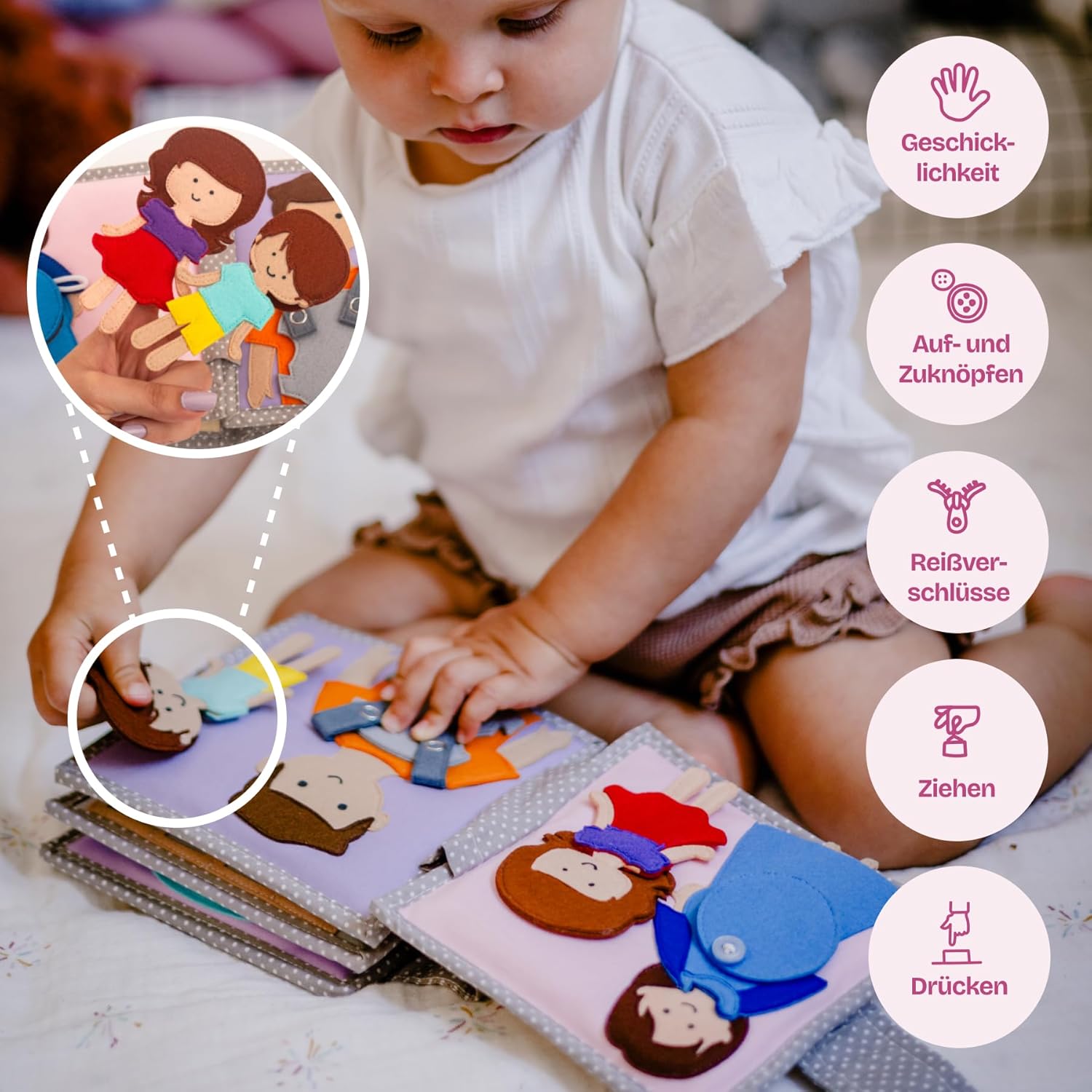 Jolly Baby 6 Seiten Mini Quiet Book - immagine 4