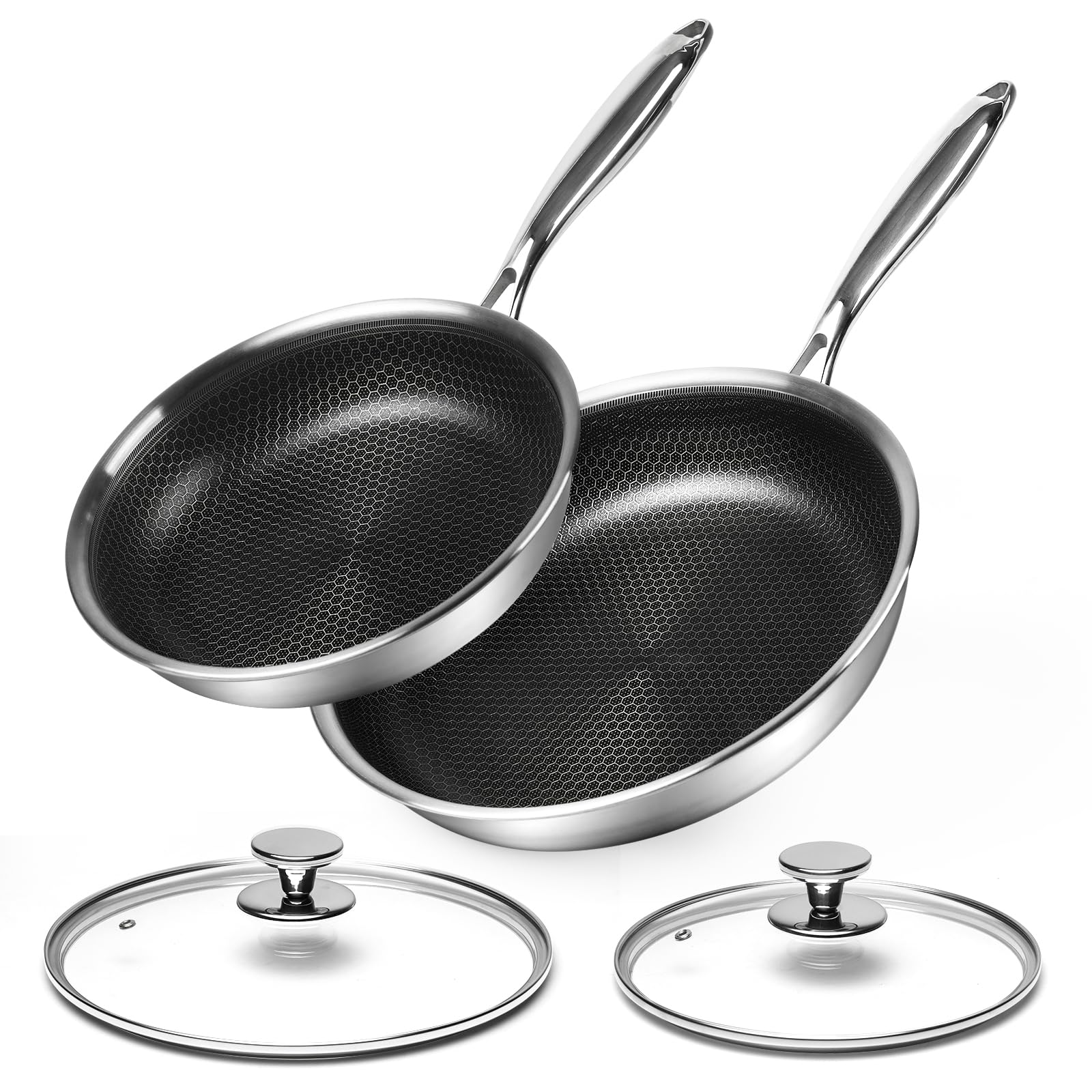 Innerwell Set Padelle Antiaderente 24/28 cm con Coperchio